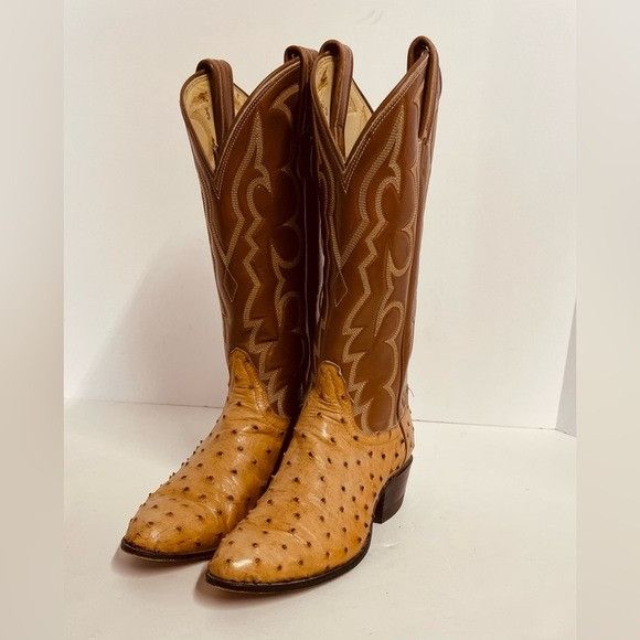 image of Tony Lama Full Quill Ostrich Boots Women’S 4 1/2C Brown And, Women's (Size 4.5)