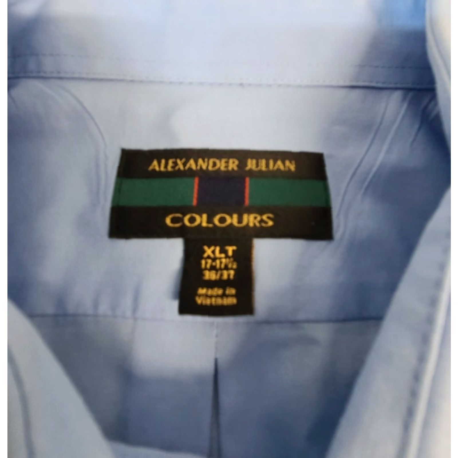 Alexander Julian Alexander Julian Colours Blue Button Front Shirt XLT Sleeve 36-37 17- 17 1/2 Mens Big & Tall Button-Up Classic 100% Cotton Solid Blue Shirt Vintage) Size US XL / EU 56 / 4 - 2 Thumbnail