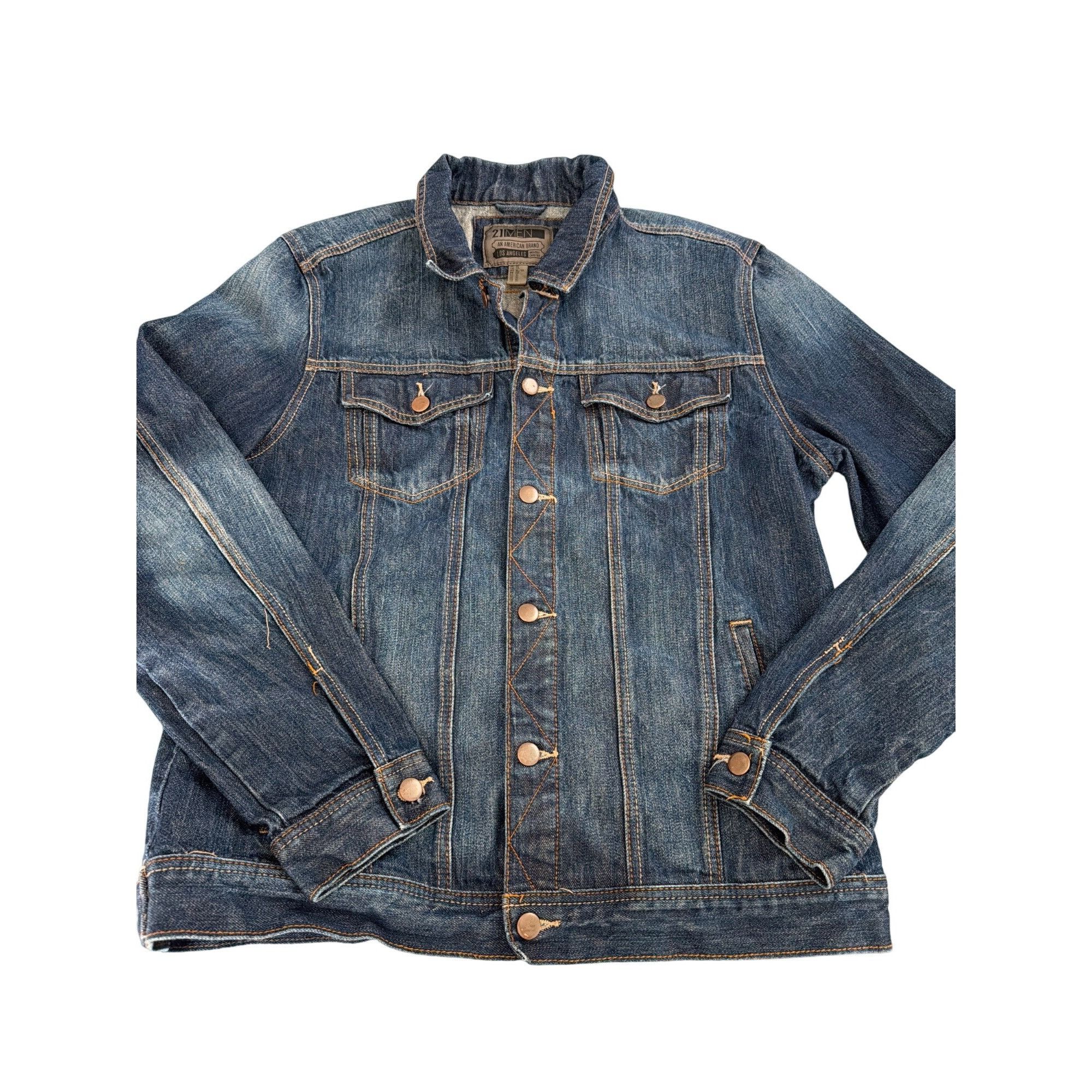 21 Men 21Men Denim Jacket Button Up Style Pocket Details American B Size US XL / EU 56 / 4 - 1 Thumbnail