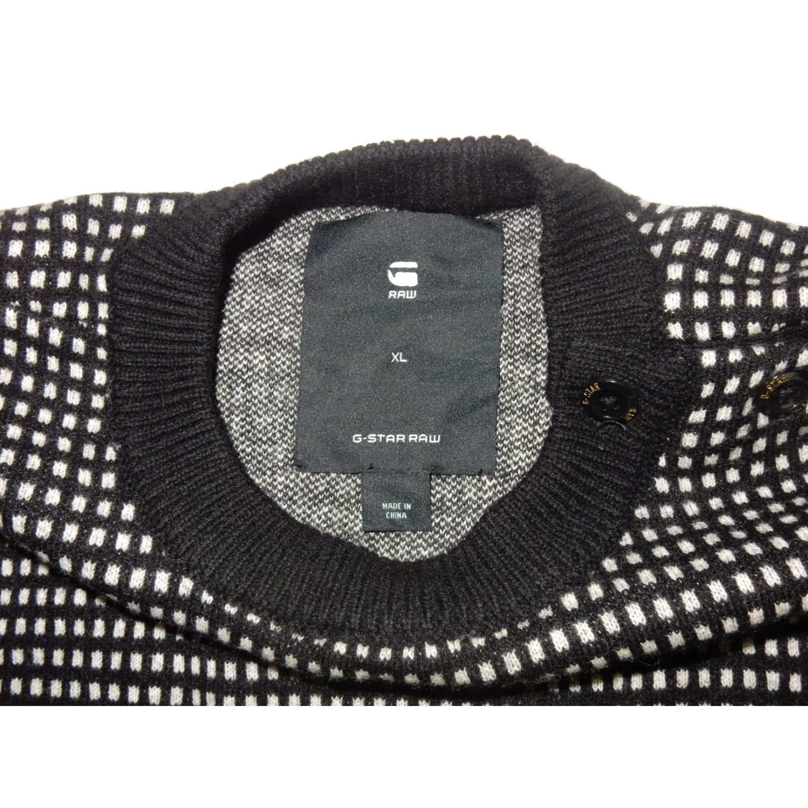 Vintage G-Star Raw Thick Wool Sweater Adult XL Black & White Pullover Mens Size US S / EU 44-46 / 1 - 6 Thumbnail