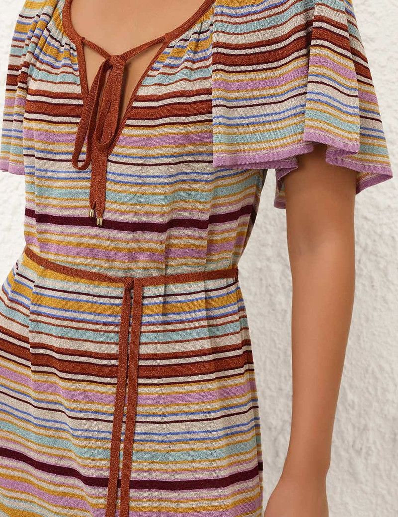 Zimmermann oc11z0226 Tallow Metallic Stripe Dress In Multicolor Size M / US 6-8 / IT 42-44 - 5 Thumbnail