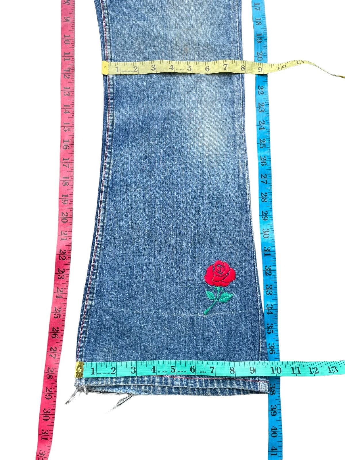 Japanese Brand Vintage Flare Jeans East Faded Denim Size 29" - 15 Thumbnail