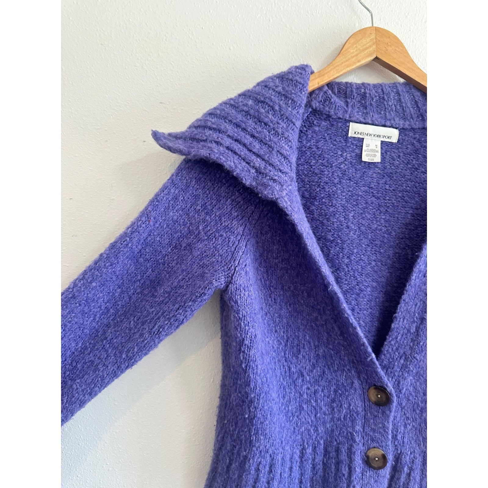 Jones New York Y2K Deep Periwinkle Collared Cardigan size medium Size M / US 6-8 / IT 42-44 - 5 Thumbnail