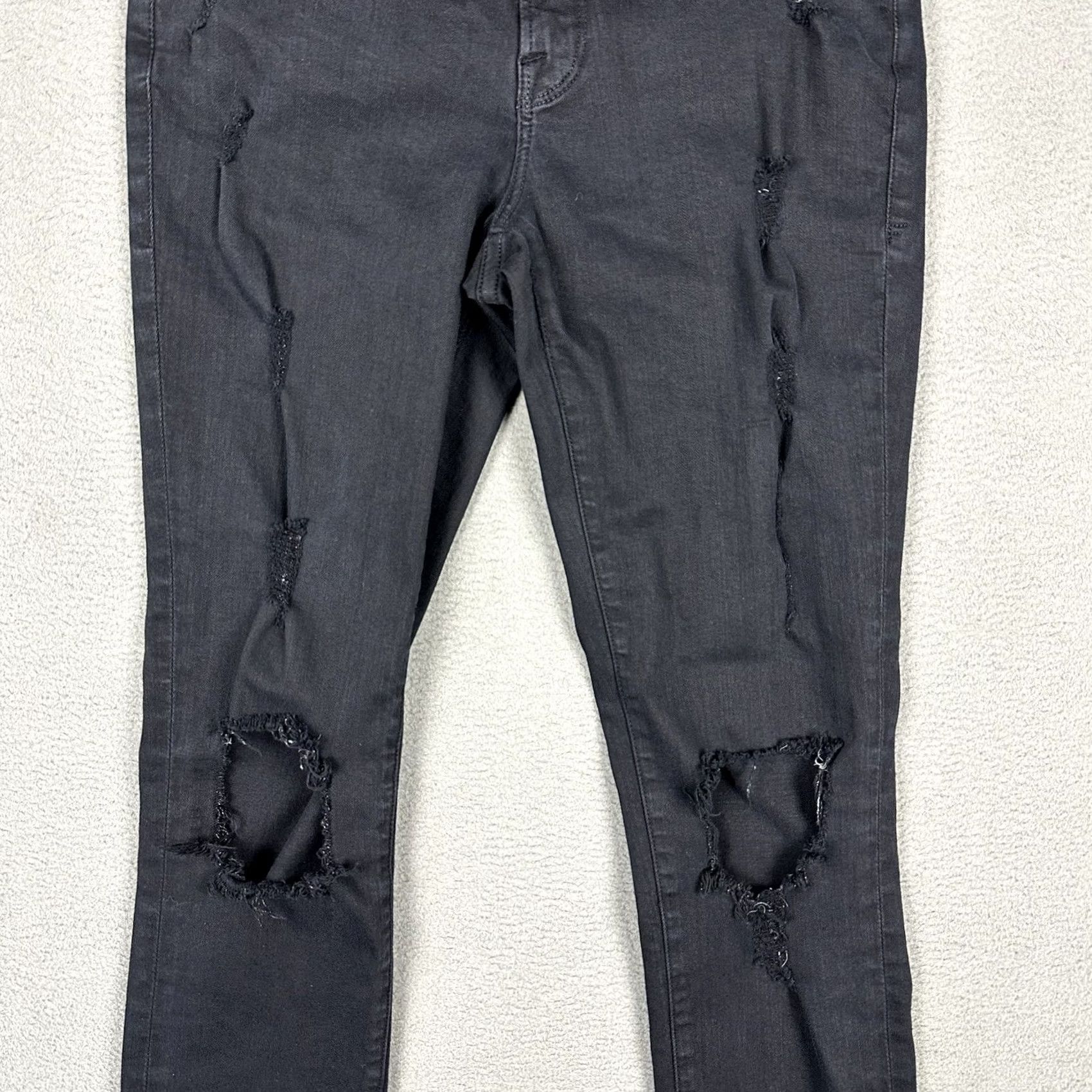 Frame FRAME Le Skinny de Jeanne Jeans Womens 27 Black Denim Distressed EUC Size 27" / US 4 / IT 40 - 7 Thumbnail
