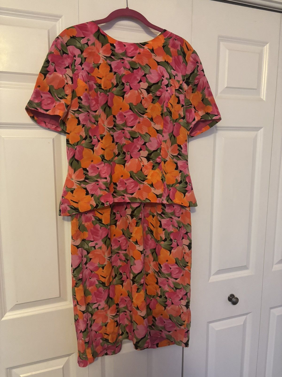 Vintage Vintage Silk Midi Floral Vibrant Dress Like New Large Size L / US 10 / IT 46 - 3 Thumbnail