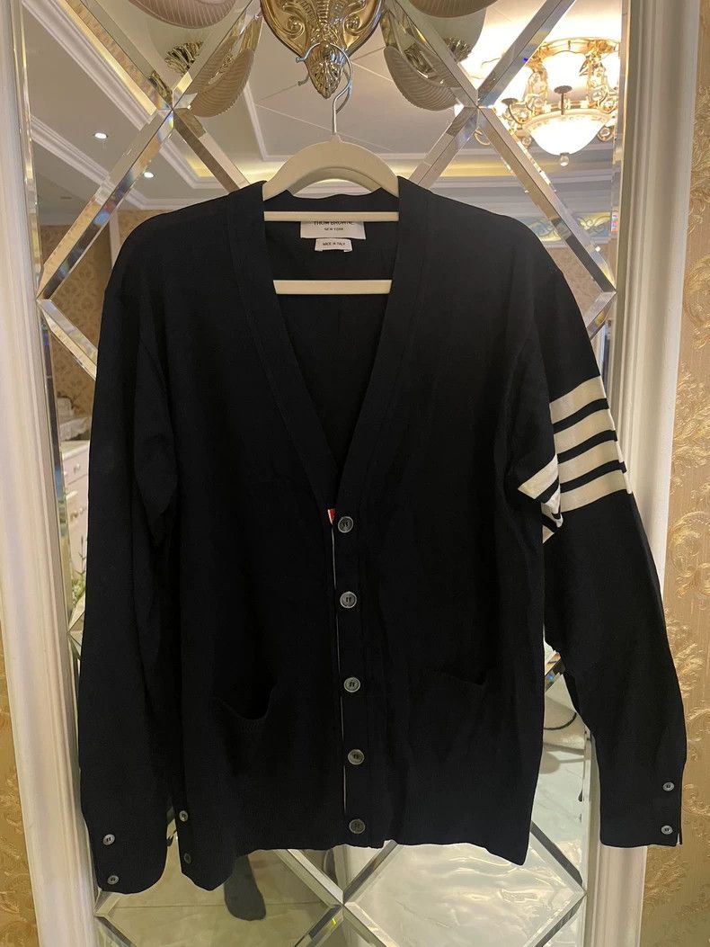 Thom Browne Thom Browne Dark blue cardigan jacket 2503-Nextarrow Size US XL / EU 56 / 4 - 1 Thumbnail