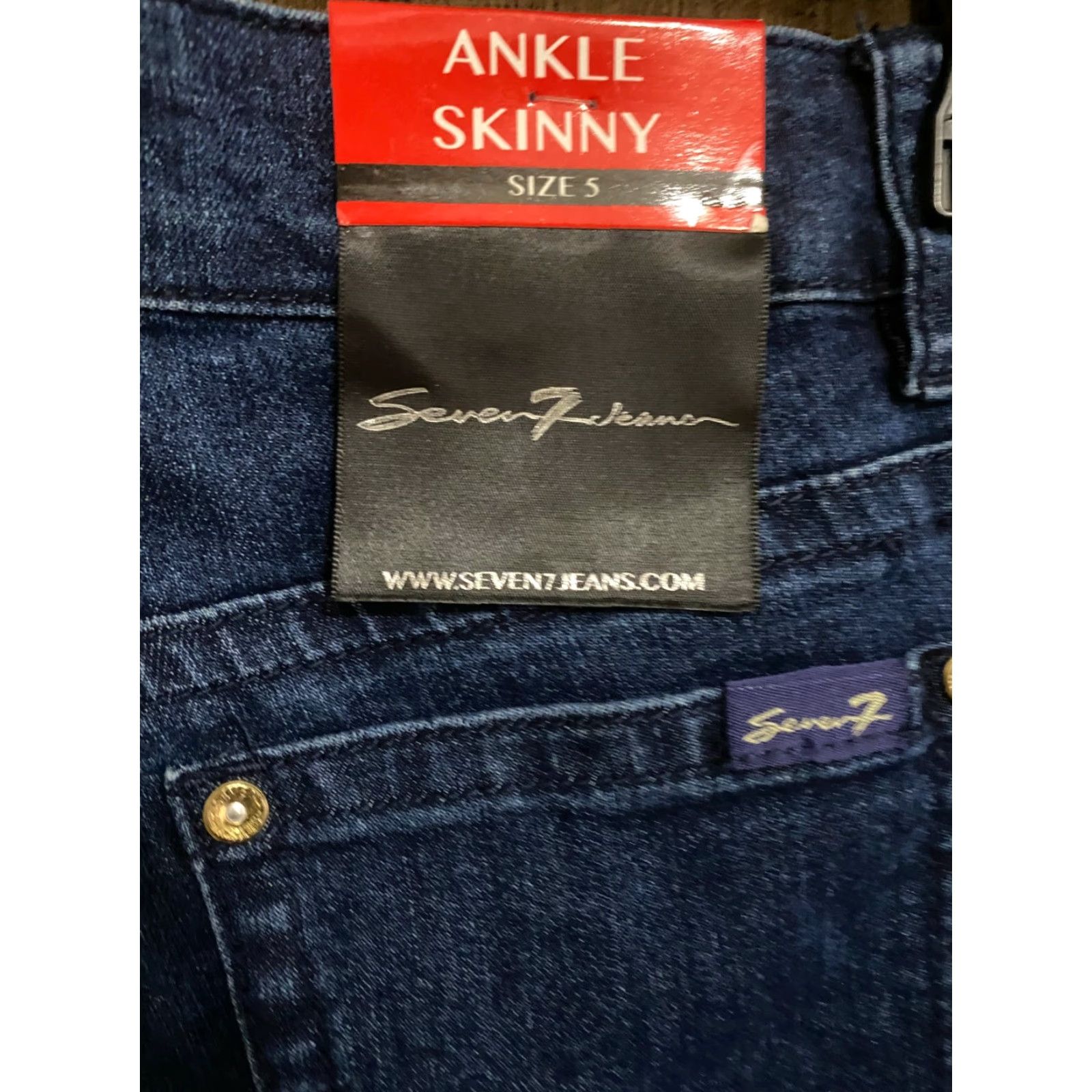 Vintage NWT Seven7 Ankle Skinny Jeans Blue Size 5 Womens Regular Rise High Stretch Jeans Womens Jeans Size 27" / US 4 / IT 40 - 4 Thumbnail