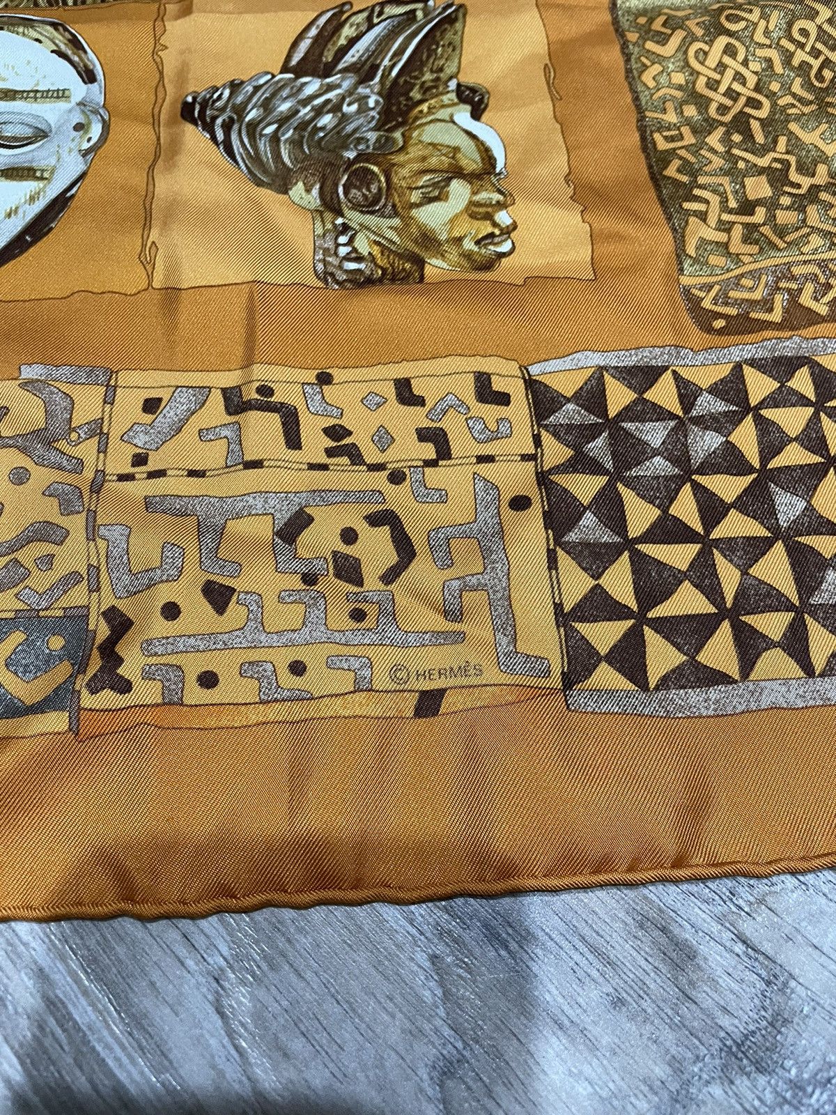AUTHENTIC HERMES PERSONA SILK ORANGE SCARF LOIC DUBIGEON
