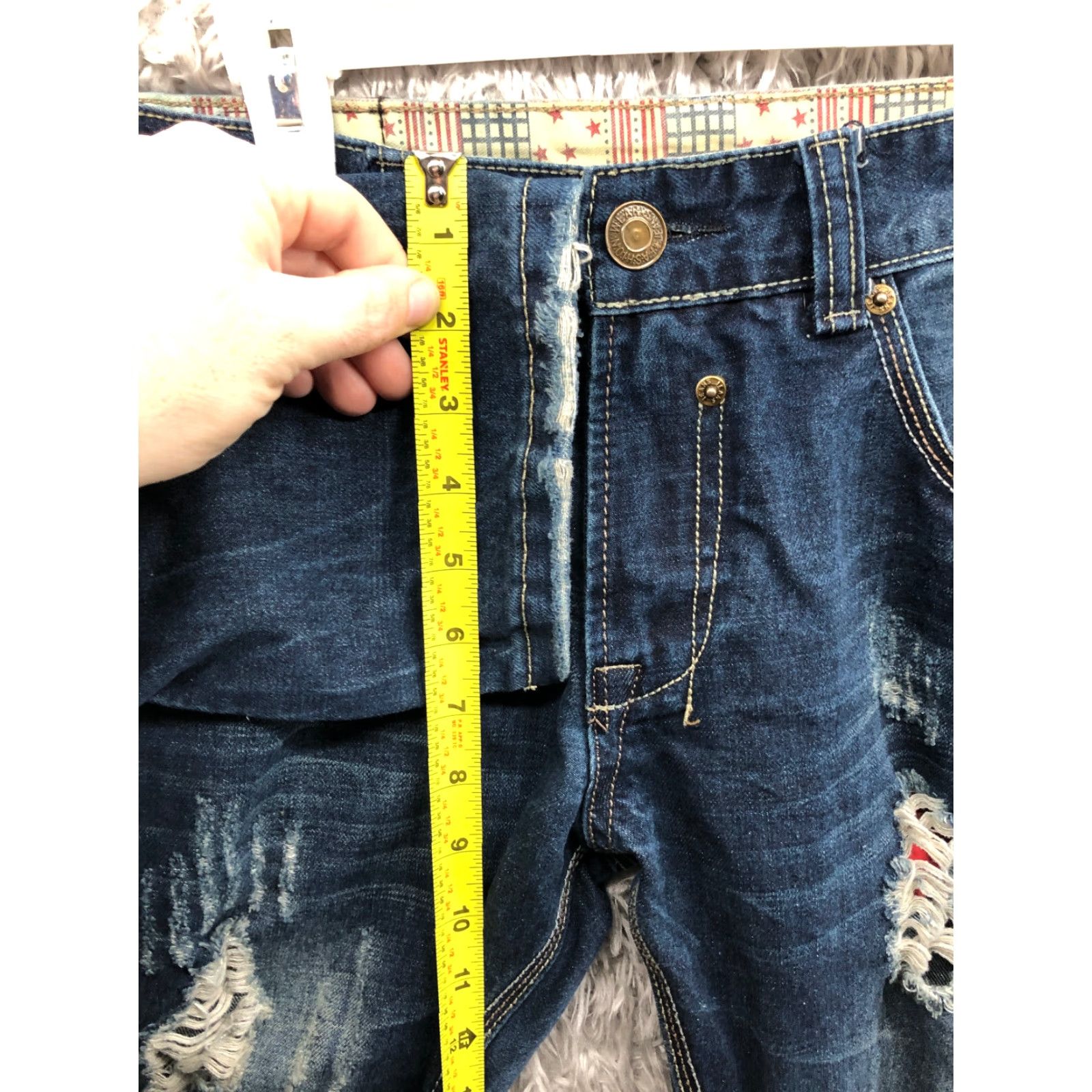 Denime BiePa Jeans Mens Size 31 Mid Rise Straight Leg Dark Wash Denim Blue Jeans Size US 31 - 4 Thumbnail