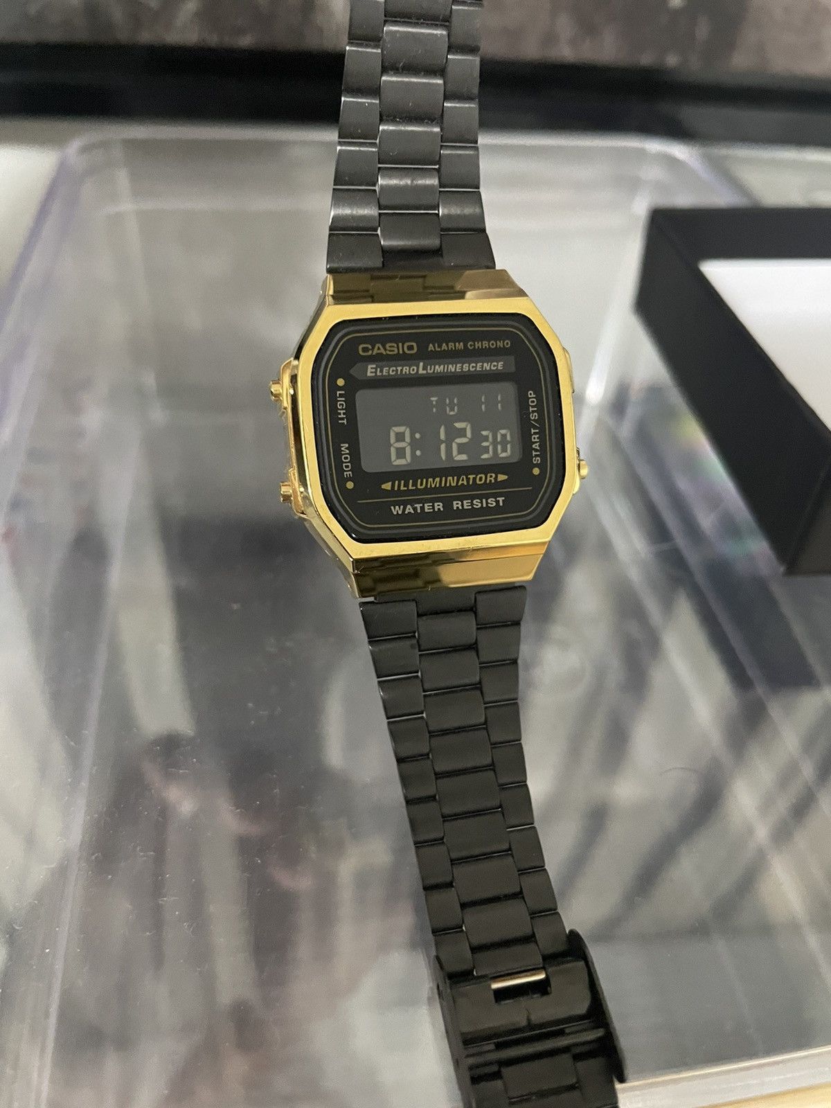 Casio Gold Black Digital Watch A168WE Grailed