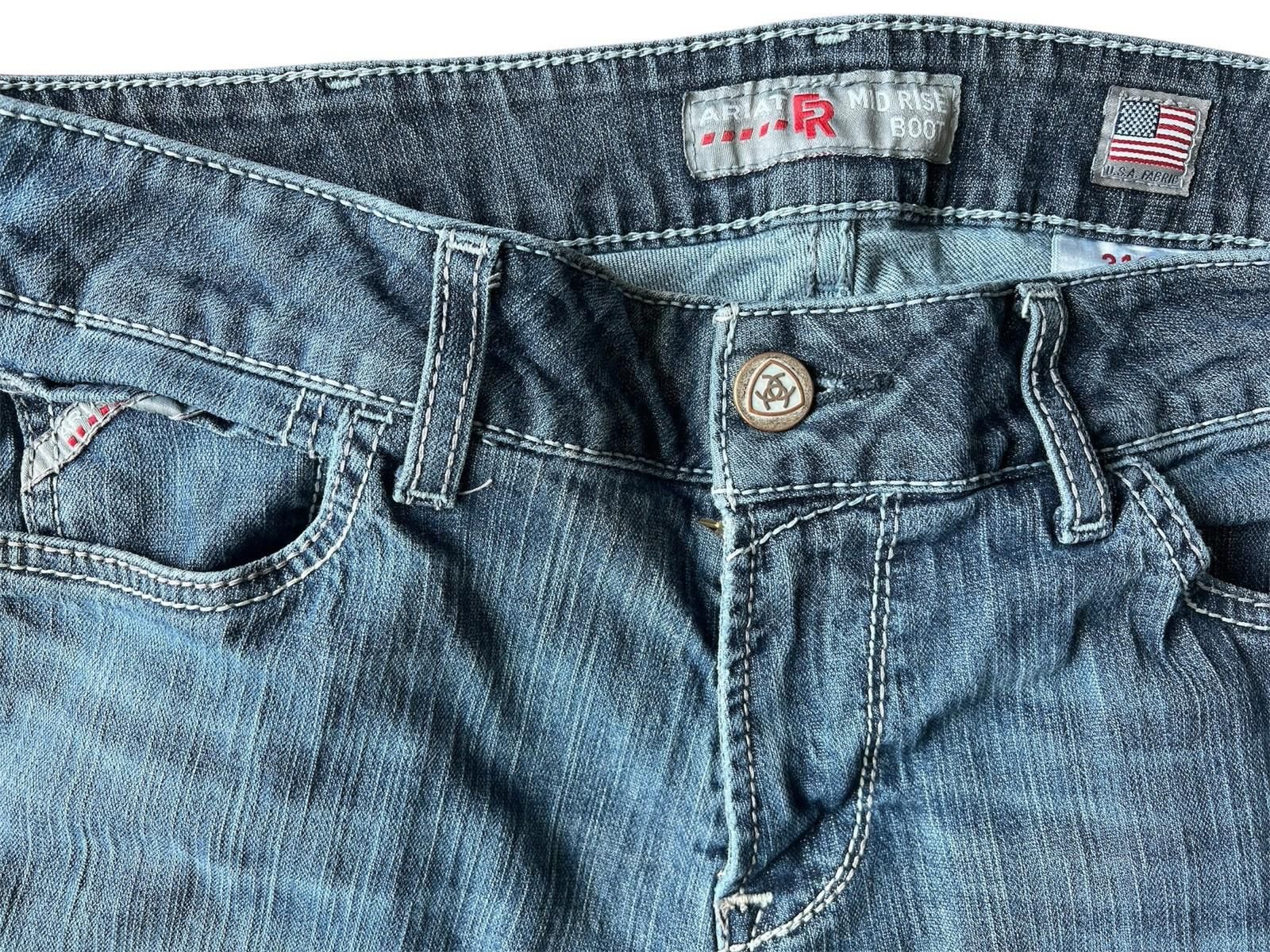 Ariat Ariat Real Denim Size 31 Medium Mid Rise Bootcut Whiskering Size 31" - 4 Thumbnail