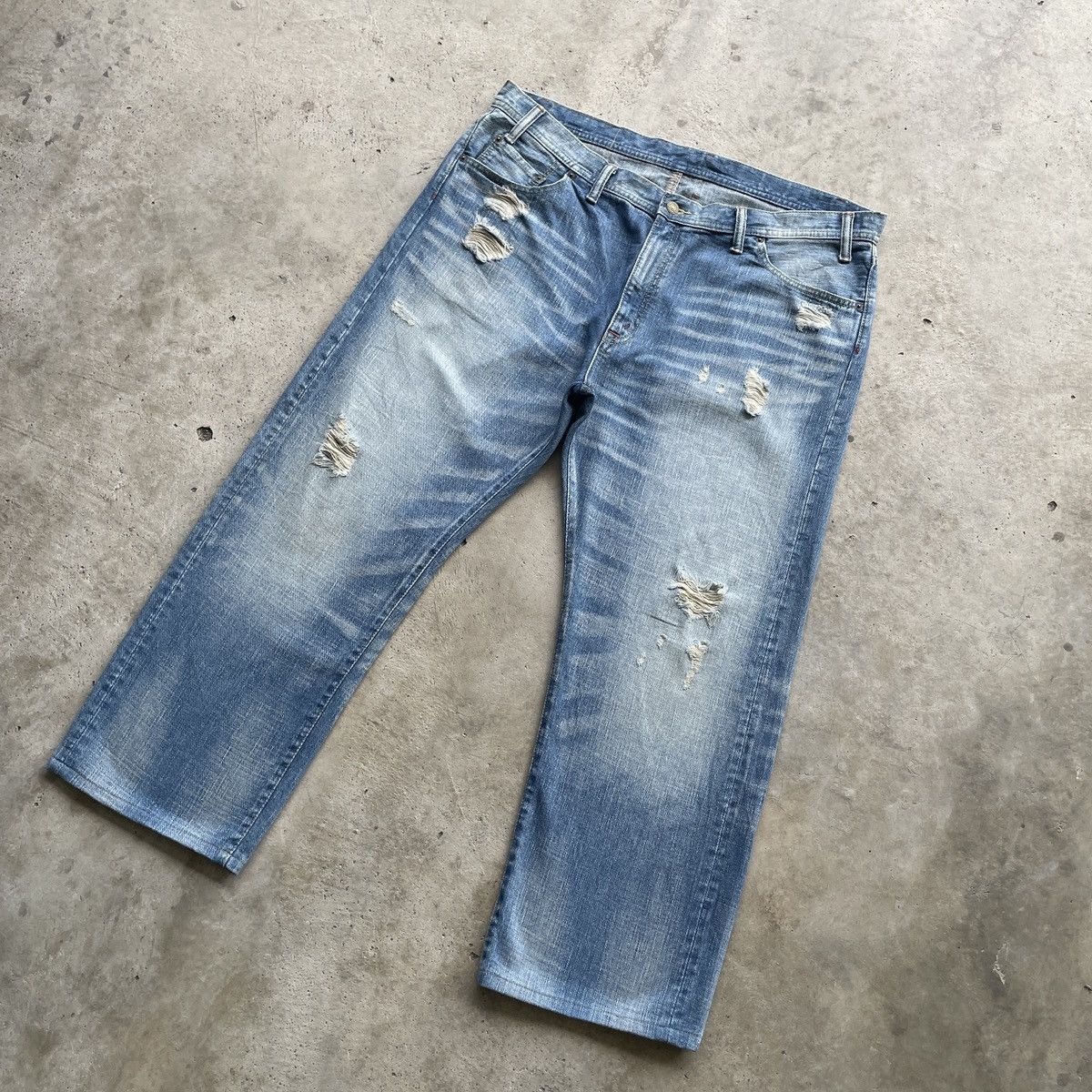 Japanese Brand W42 Vintage Japanese Distressed Faded Baggy Pants Denim Size US 42 / EU 58 - 3 Thumbnail