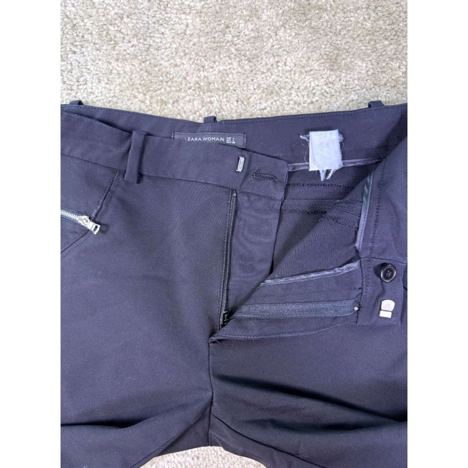 Zara Zara Dress Womens L Black Woman Pants Size Career Straight Zip Pockets E208 Size 36" / US 14 / IT 50 - 3 Thumbnail