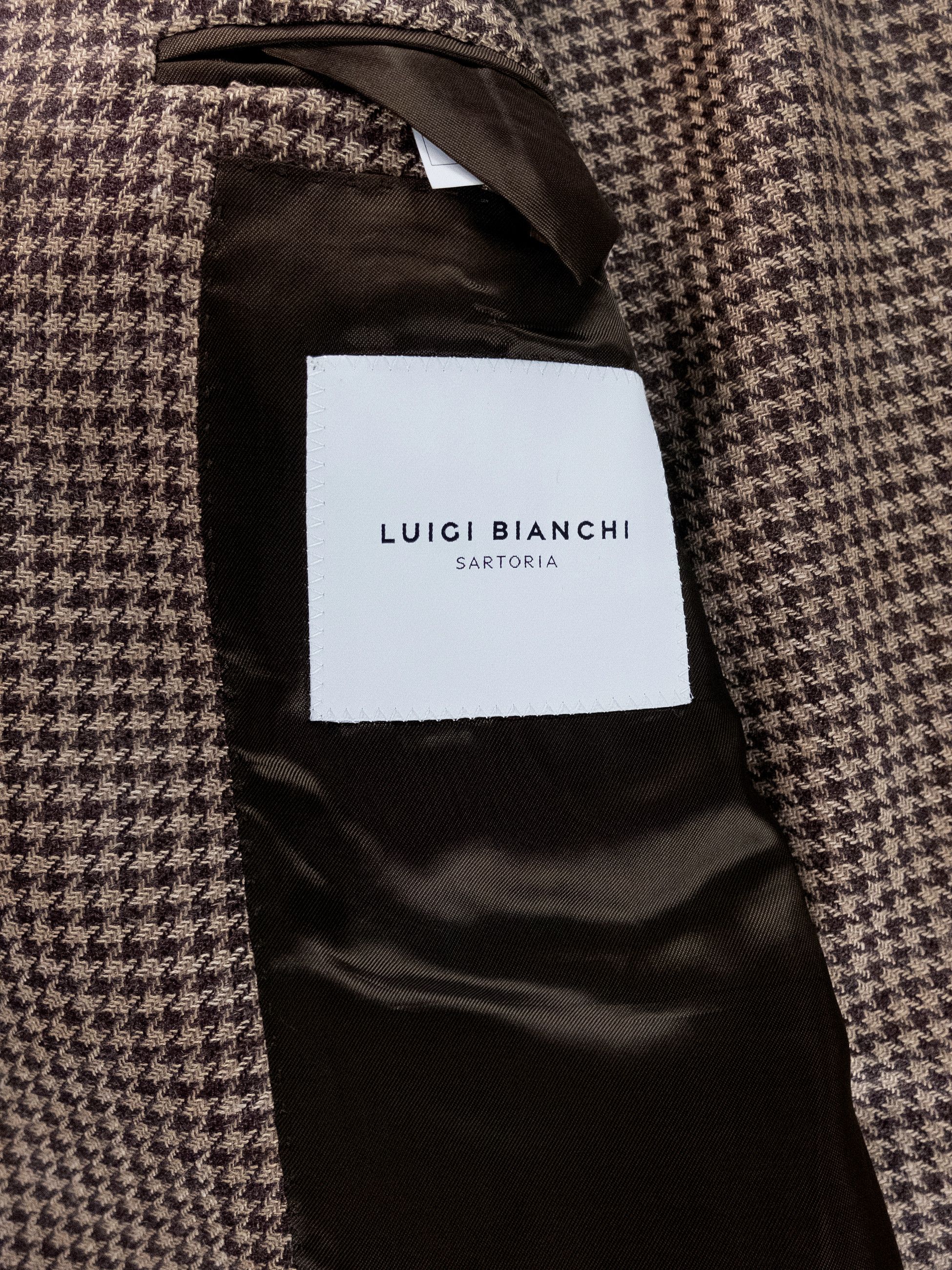 Luigi Bianchi LUIGI BIANCHI brown wool silk linen houndstooth sportcoat Size 40R - 7 Thumbnail