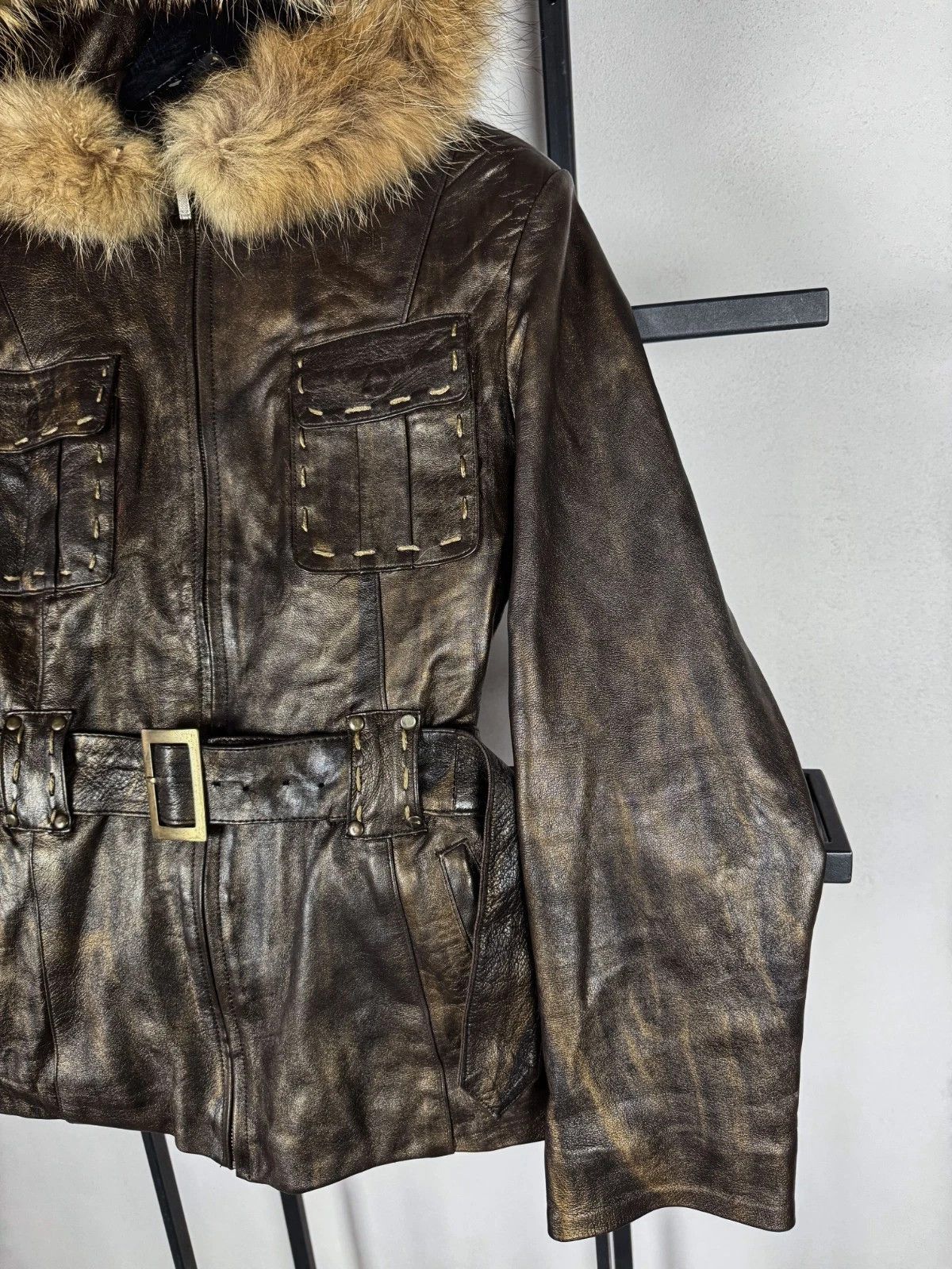 Vintage So Sick VTG Avant Garde Real Leather Jacket 90s Y2K Size S / US 4 / IT 40 - 6 Thumbnail