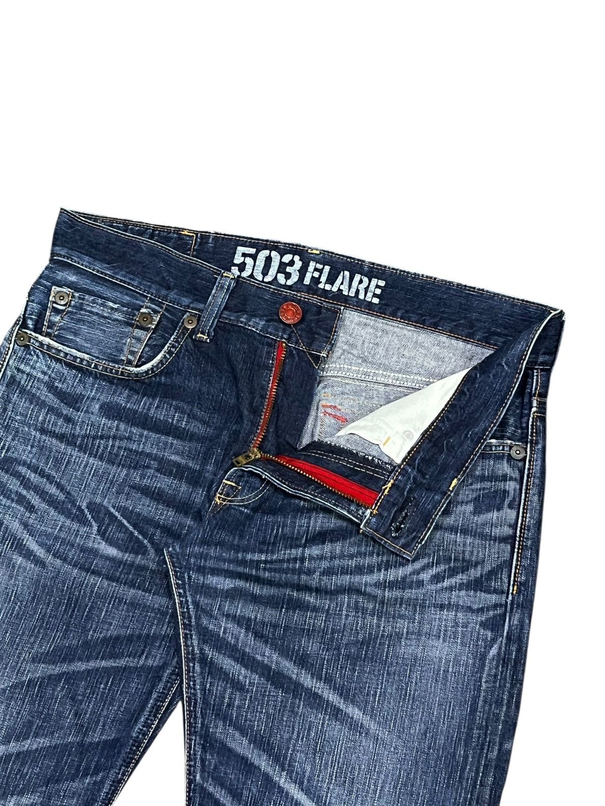 Edwin Vintage 503 FLARE Blue Trip Japan Denim Rare Harajuku Grunge Size US 32 / EU 48 - 5 Thumbnail