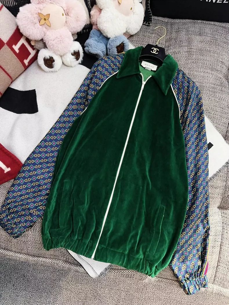 Gucci Gucci Green Velvet Baseball Jacket-2506 Size US XS / EU 42 / 0 - 7 Thumbnail