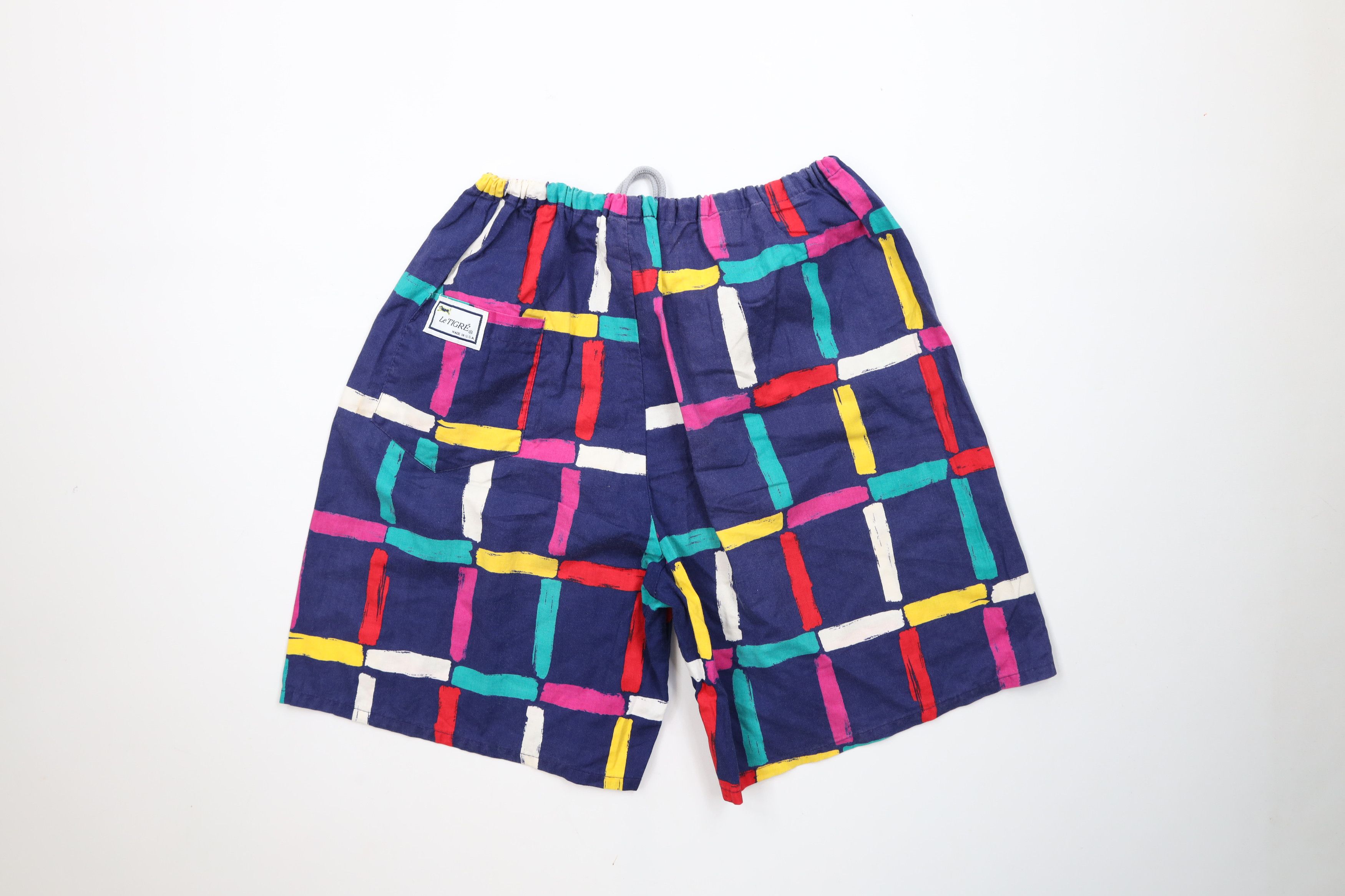 Vintage Vintage 80s 90s Le Tigre Rainbow Checkered Beach Shorts USA Size US 34 / EU 50 - 9 Thumbnail