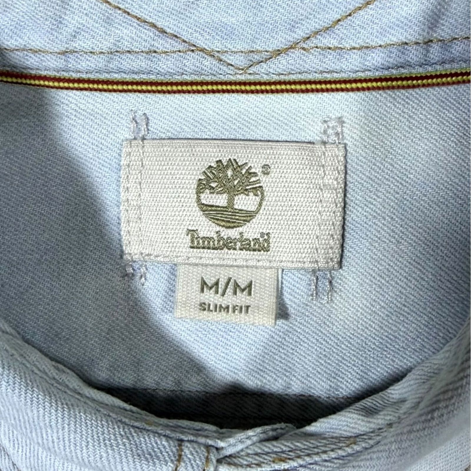 Timberland Timberland Shirt Denim Slim Fit Faded Blue Long Sleeve Button-Up Medium Mens Regular Cotton Popper Button Casual Size US M / EU 48-50 / 2 - 4 Thumbnail