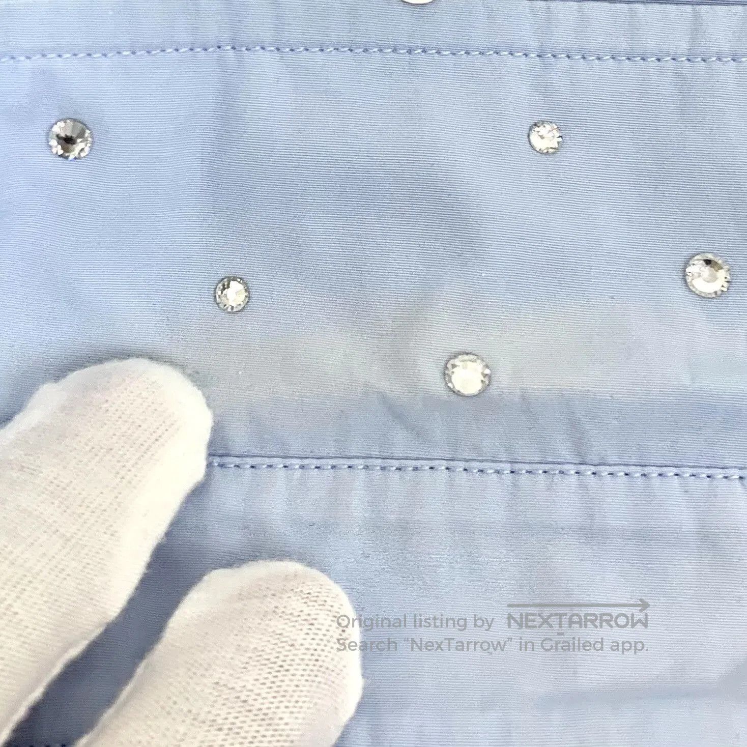 Miu Miu Miu Miu Blue Logo Crystal Cotton Shirt. Size XS / US 0-2 / IT 36-38 - 9 Thumbnail