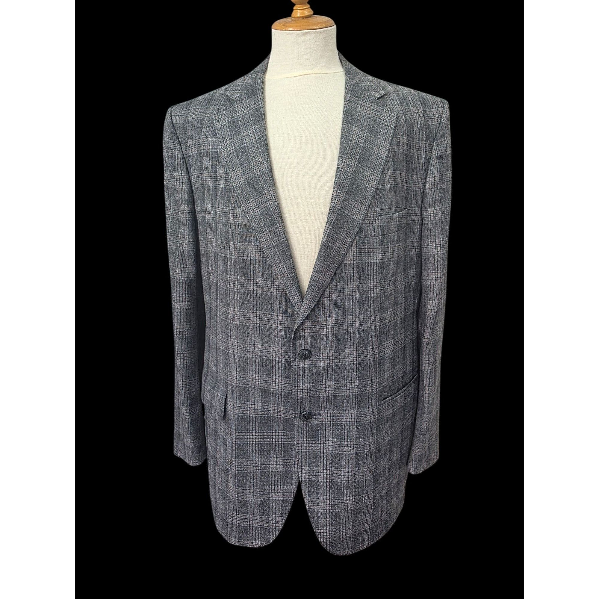 Lanvin Lanvin Paris 80s Glen Plaid Sport Coat 44L Grey Woo Size 44L - 3 Thumbnail