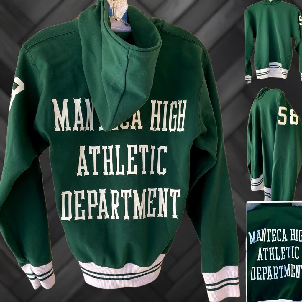 Russell Athletic VINTAGE Russell Athletic Manteca High Athletic Dept Hoodie Shirt Mens S Green USA Nylon Pullover Graphic Print 58 Size US S / EU 44-46 / 1 - 1 Thumbnail