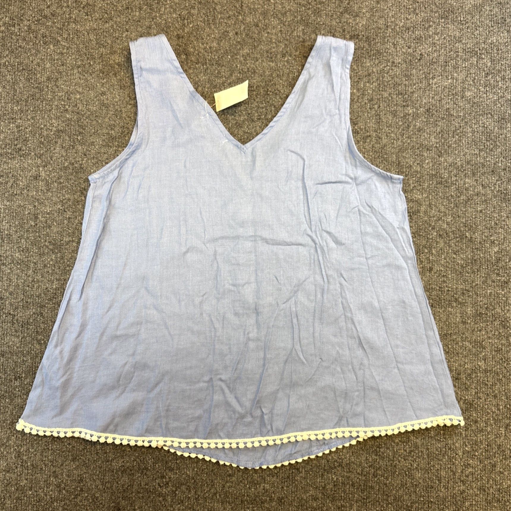 Vintage Blu Pepper Tank Women S Bohemian Crochet Eyelet Lace V-Neck Overize Button Up Sleeveless Pullover Knit Polyester White S Regular Basic Casual Shirt? Size S / US 4 / IT 40 - 5 Thumbnail