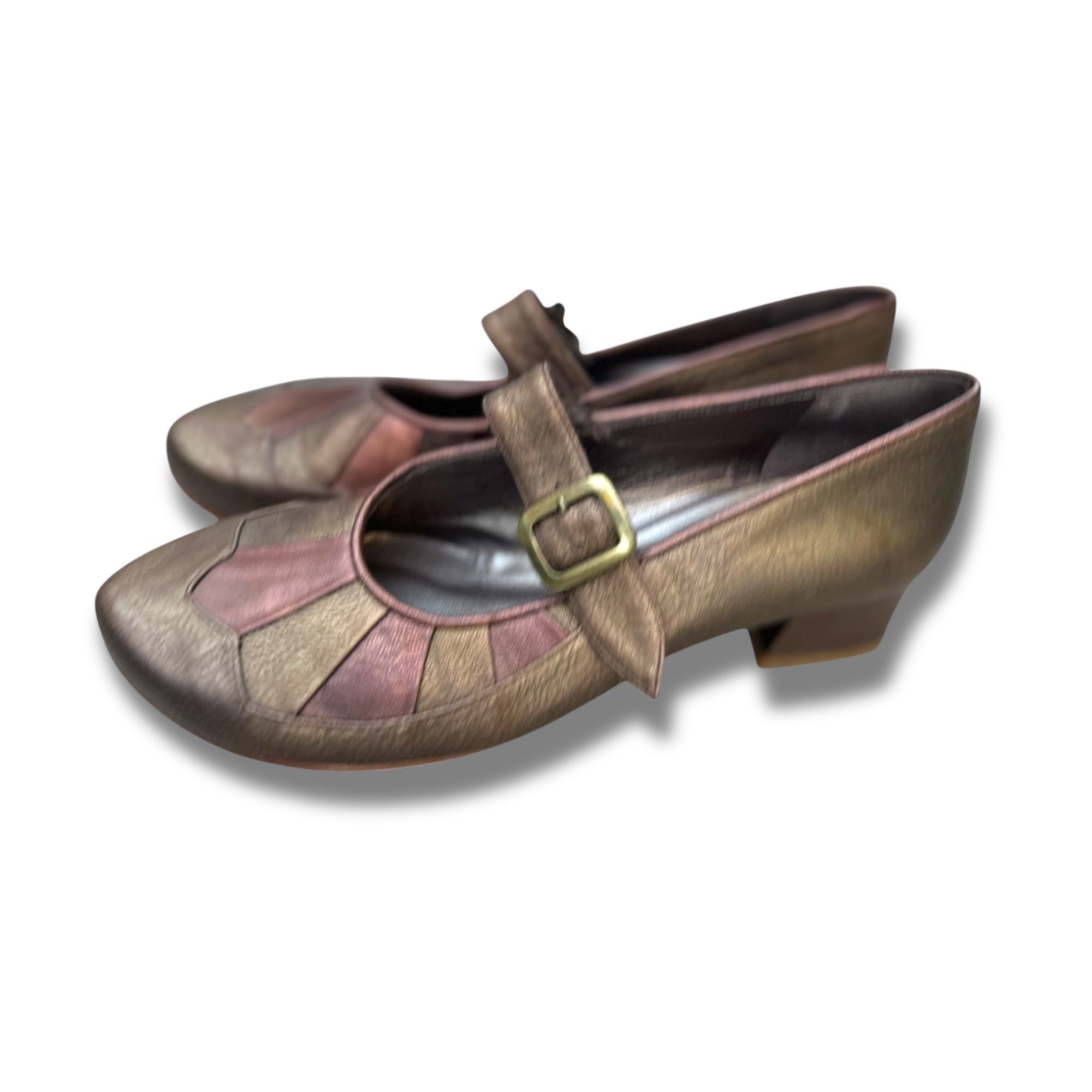 Other Peterfox Mary Jane Pumps Brown & Pink Leather Colorblock Hee Size US 9 / IT 39 - 2 Thumbnail