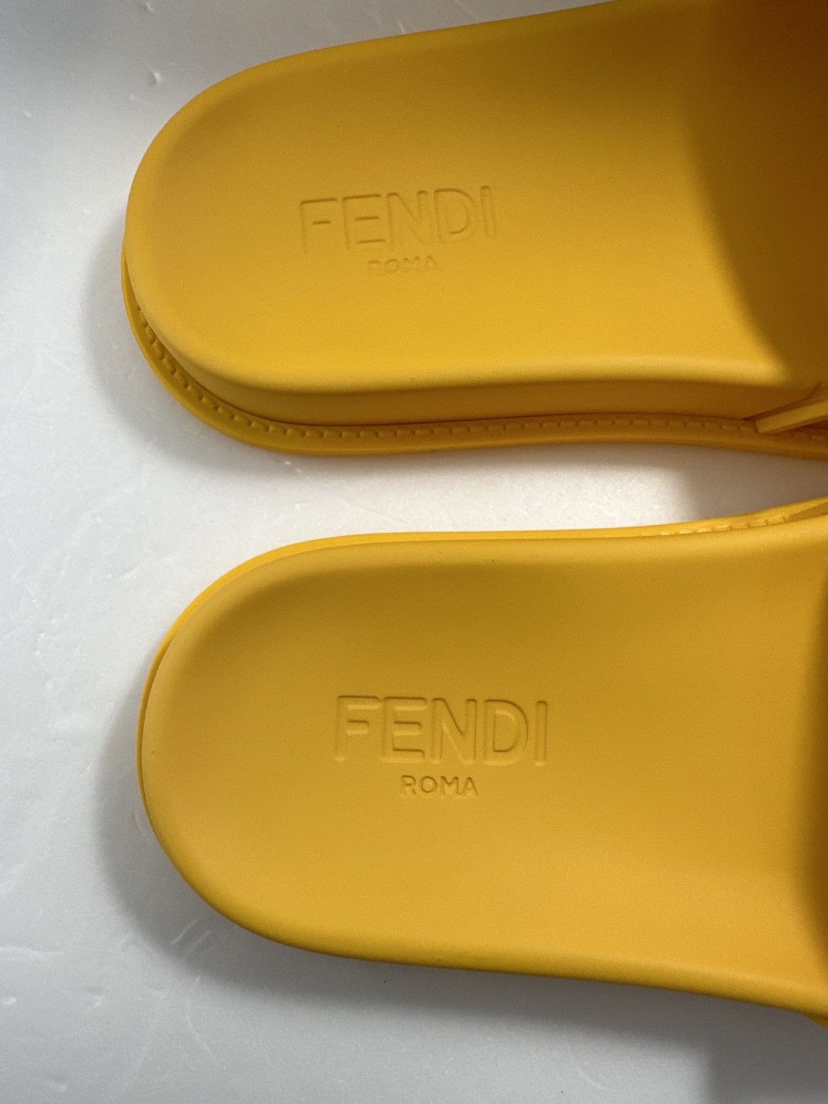 Fendi NEW - FENDI Logo-Embossed Baguette Rubber Slide Sandals - Ye Size US 7.5 / EU 40-41 - 15 Thumbnail