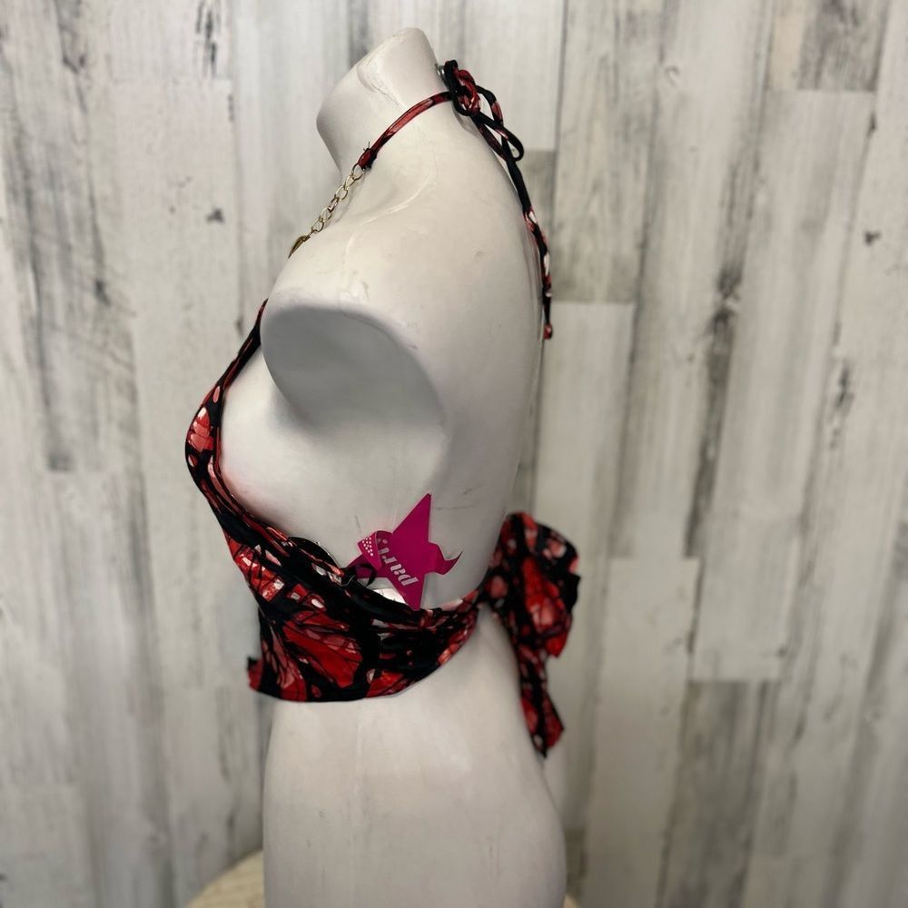 Other Meraki Red & Black Abstract Halter Top Small Gold Chain Neck Size S / US 4 / IT 40 - 3 Thumbnail