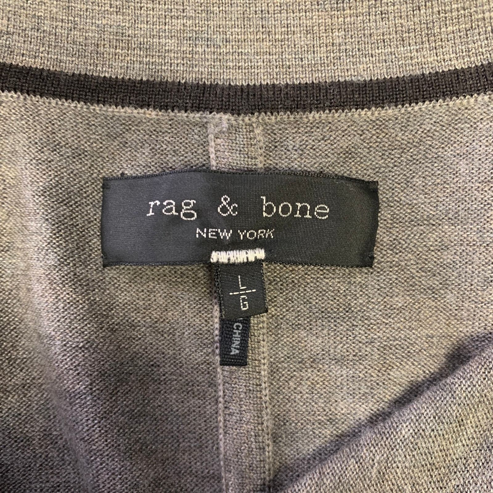 Rag & Bone RAG & BONE L Brown Black Knitted Wool Cashmere Buttoned Polo Size US L / EU 52-54 / 3 - 4 Thumbnail