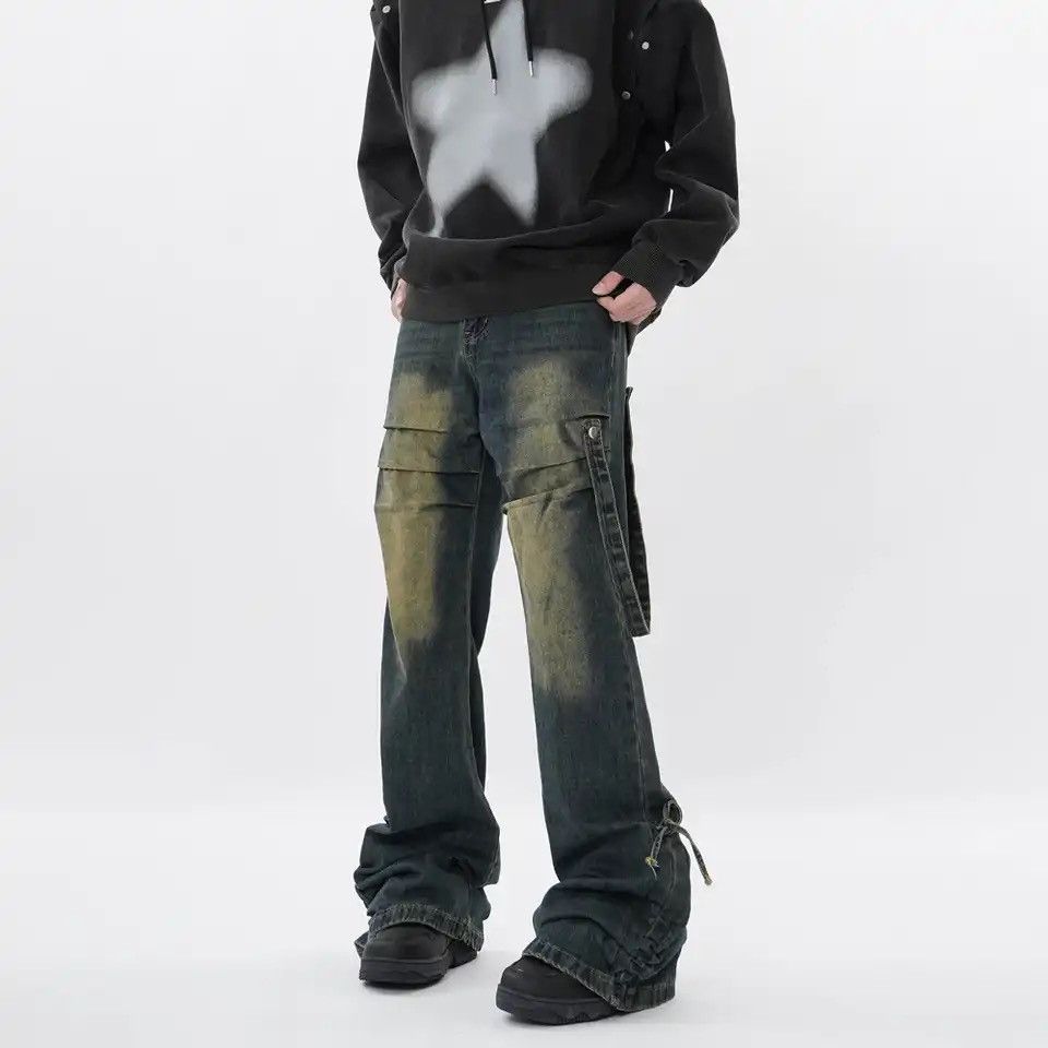 Flare Jeans Men Y2k Streetwear Autumn Casual