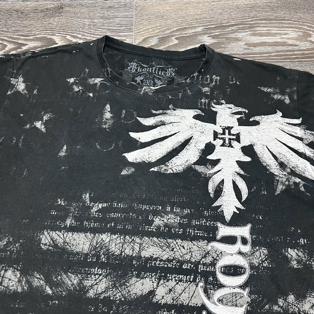 Affliction KONFLIC Royalty All Over Print MMA Style Big Logo T-shirt Size US XXL / EU 58 / 5 - 3 Thumbnail