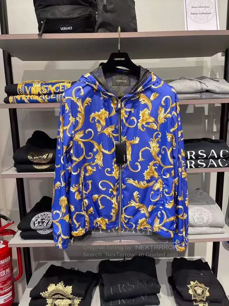 Versace Versace Baroque print blue hooded jacket Size US XL / EU 56 / 4 - 1 Thumbnail