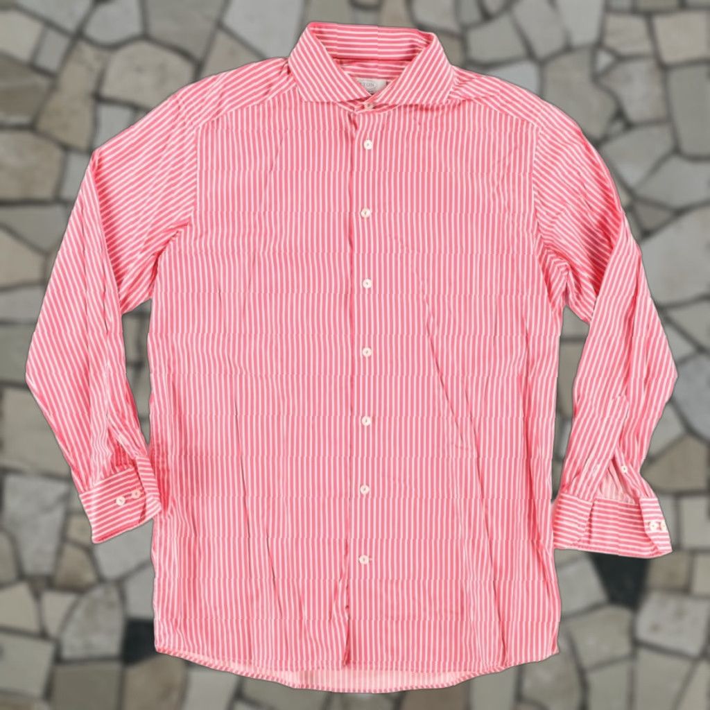 Eton Eton Contemporary Shirt Men Pink 42 16 1/2 Dress Striped Long Sleeve Button Up Shirt Size 42R - 1 Thumbnail