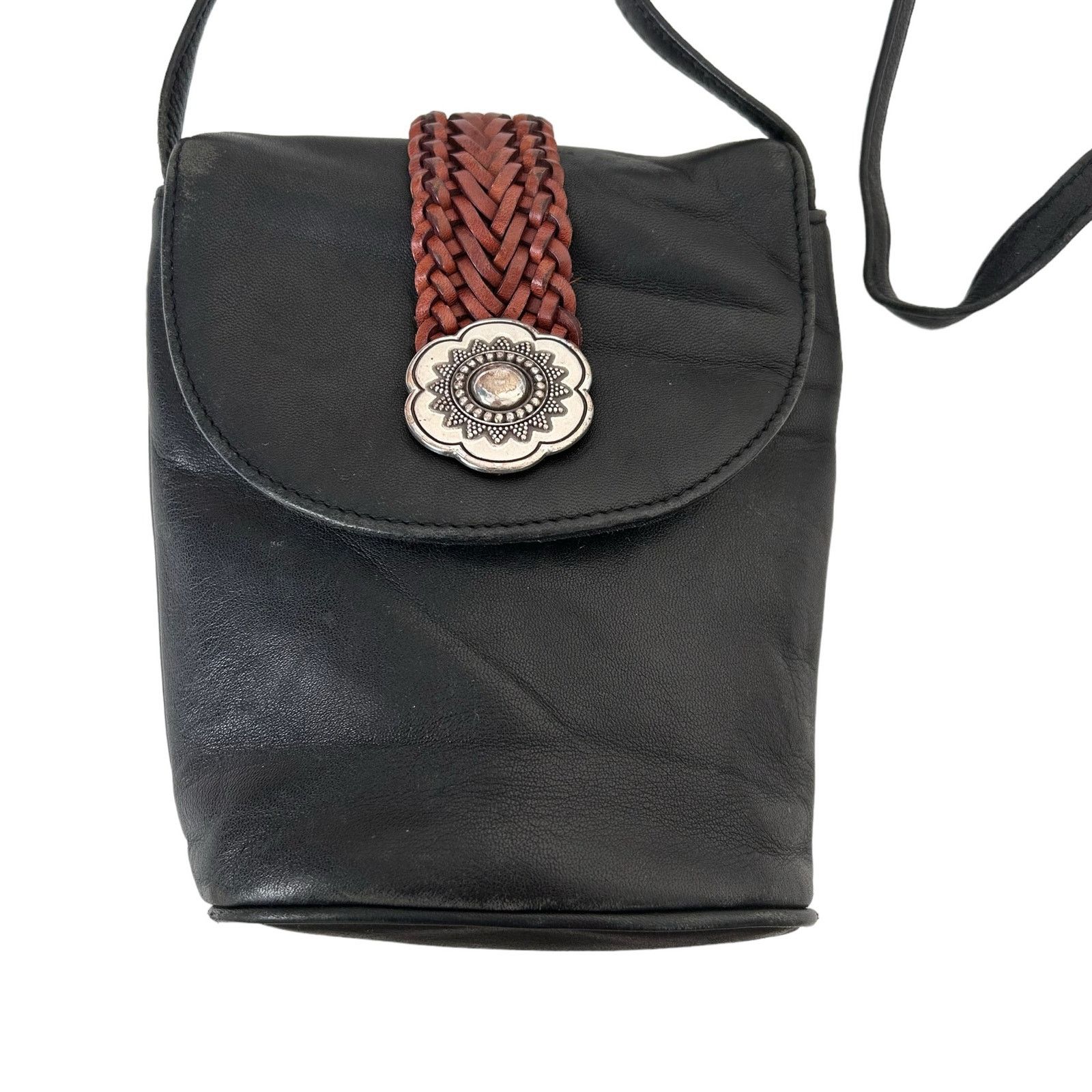 Brighton Brighton One World Black Leather Crossbody Bag Size ONE SIZE - 2 Thumbnail