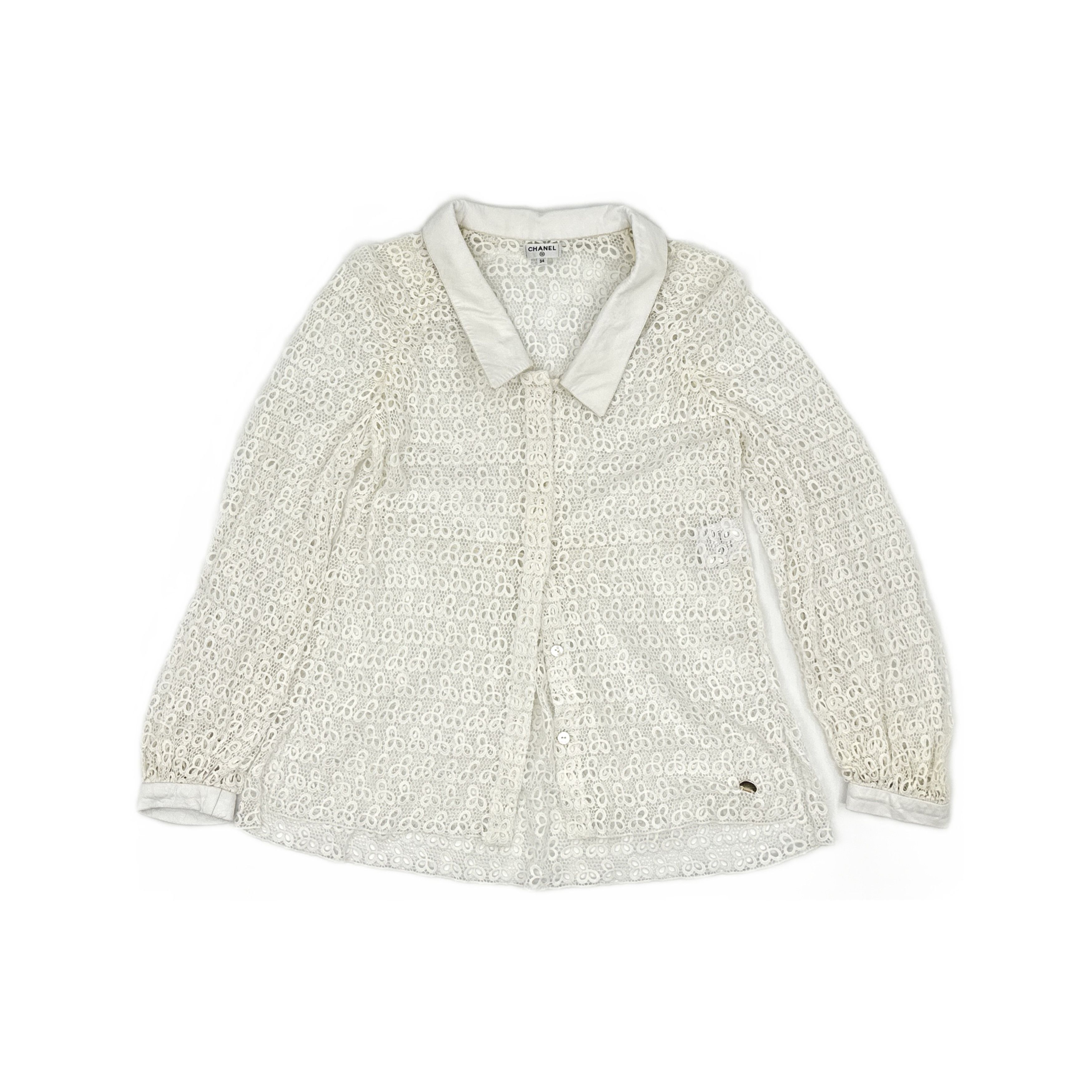 Chanel Chanel White Lace Jacket Size 34 Size XS / US 0-2 / IT 36-38 - 1 Thumbnail