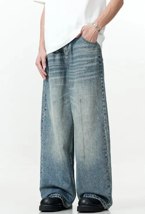 VIBE American retro street loose wide-leg casual straight jeans Size US 32 / EU 48 - 4 Thumbnail