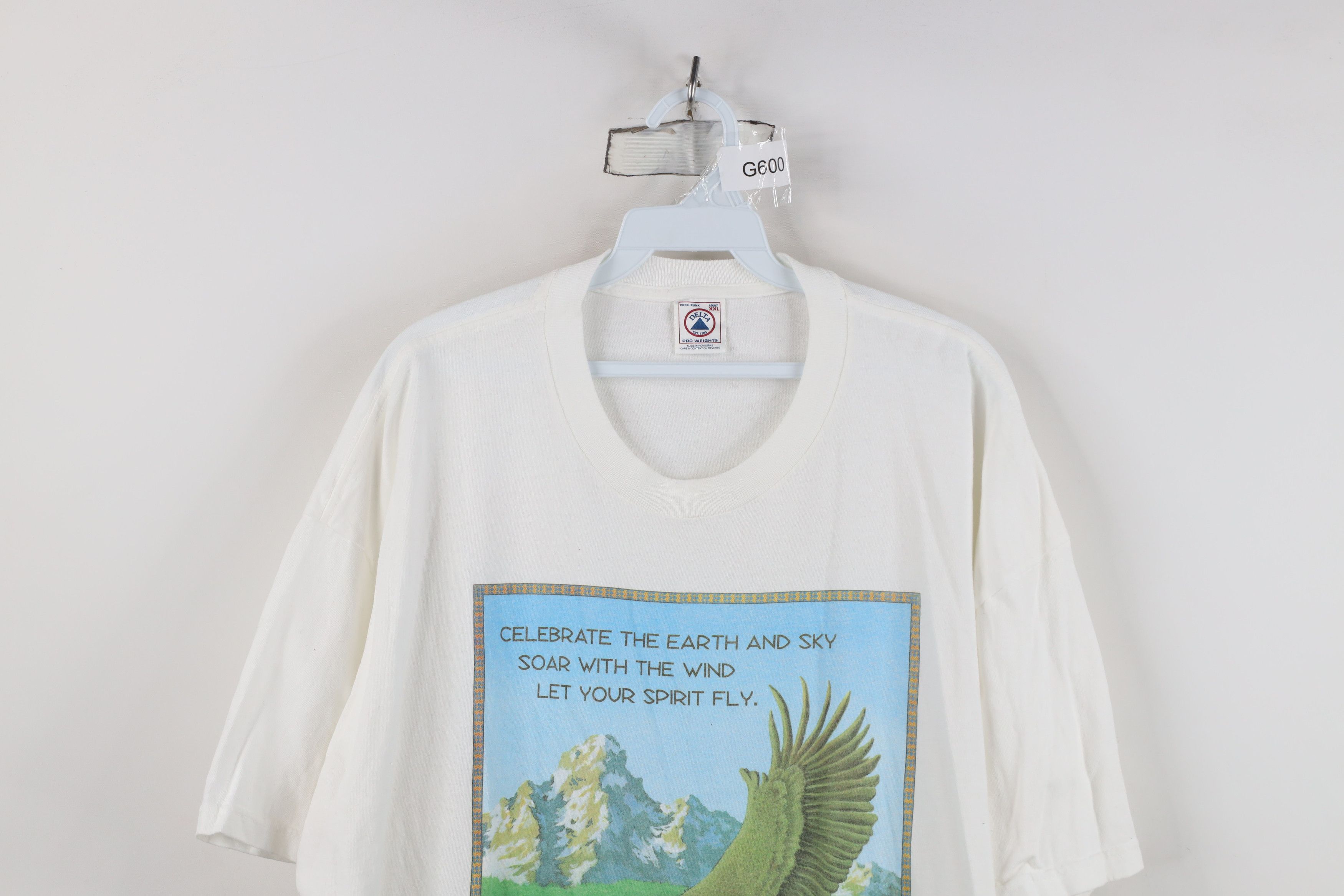 Vintage Vintage 90s Streetwear Nature Eagle Mountains T-Shirt White Size US XXL / EU 58 / 5 - 2 Thumbnail