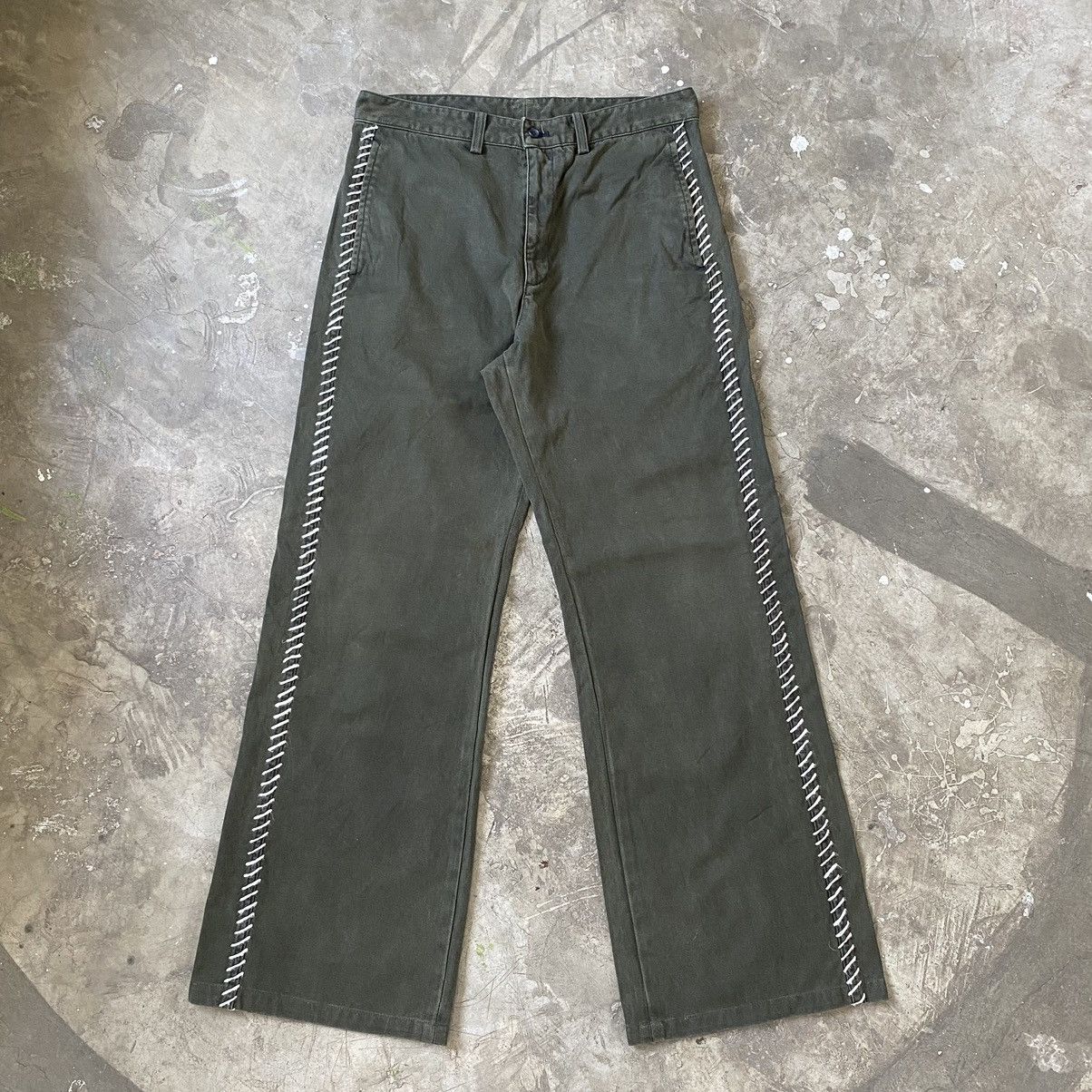 image of Issey Miyake - Mainline Archival Wide Leg Pants in Moss Green, Men's (Size 32)