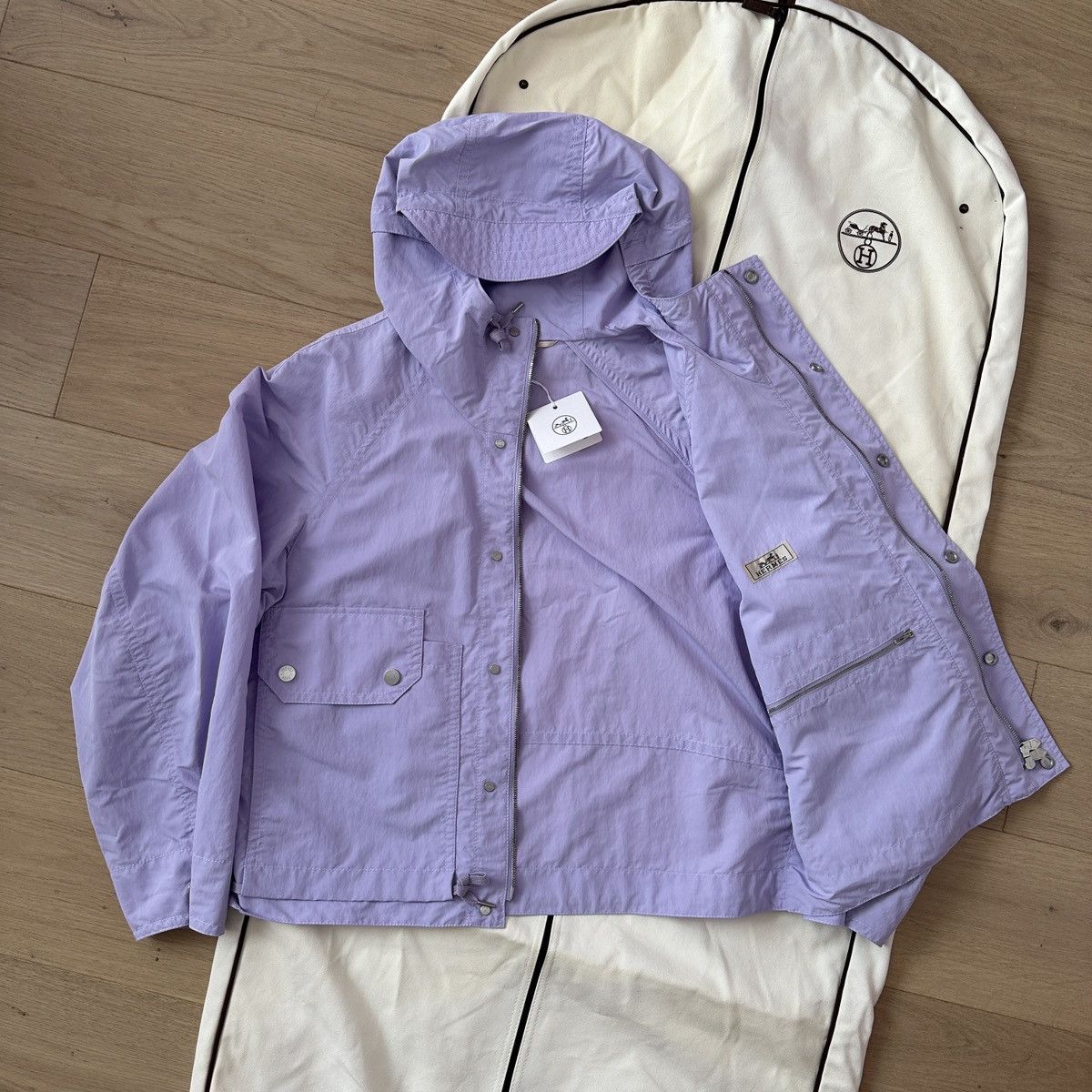Hermes $4,800 SS23 Mens Purple Parachute Style Windbreaker Jacket Size US M / EU 48-50 / 2 - 9 Thumbnail