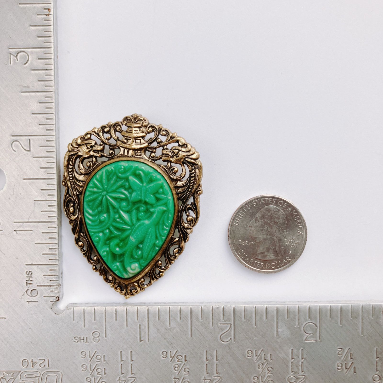 Vintage Vintage 40s Kitsch Dragon Pagoda Brooch Asian Style Size ONE SIZE - 8 Thumbnail