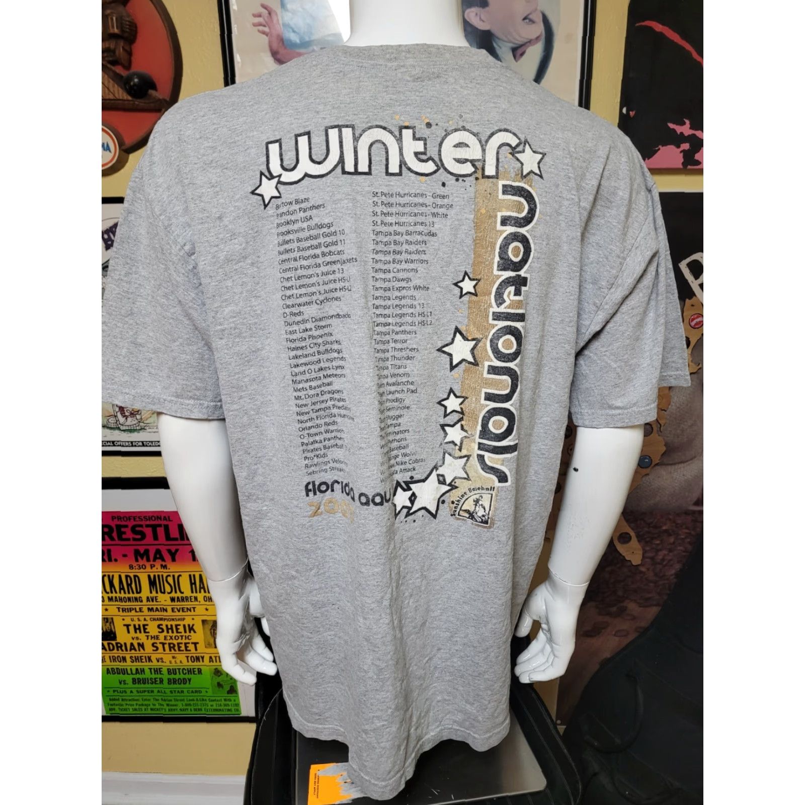 Gildan VTG 2007 Winter Nationals Florida AAU Baseball T Shirt XL Team List Gildan Men Gray Cotton Blend Short Sleeve Crew Neck Graphic Tee Baseball Shirt Size US XL / EU 56 / 4 - 3 Thumbnail