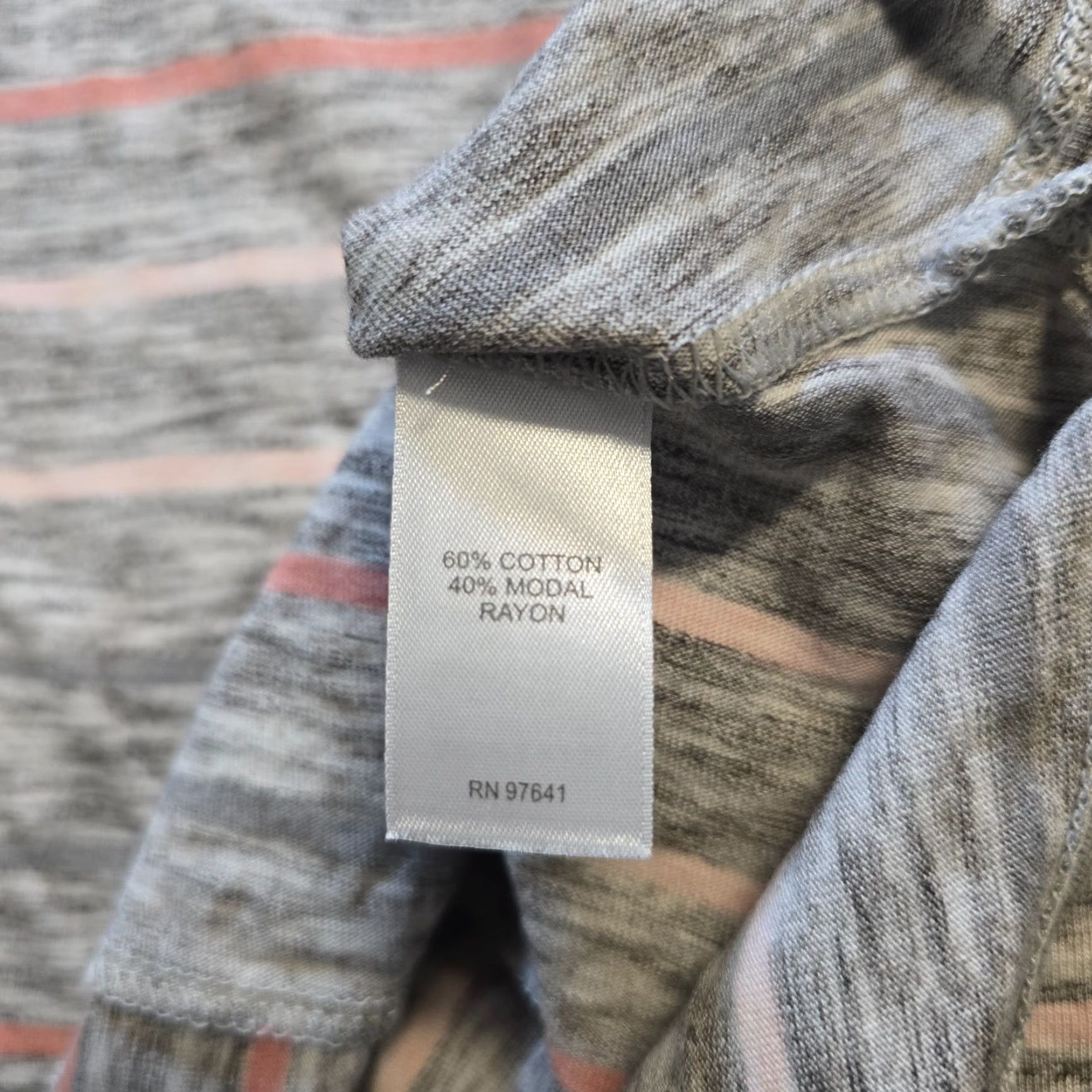 J. Jill J. Jill Top Shirt Womens L Gray Pink Striped Long Sleeve Stretch Knit Blouse Casual Career Size L / US 10 / IT 46 - 7 Thumbnail