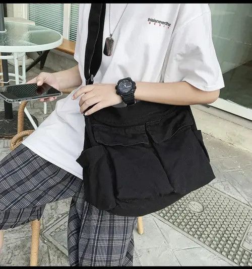 Vintage Vintage Simple Many Pockets Canvas Shoulder Bag🔥🔥🔥 Size ONE SIZE - 4 Thumbnail