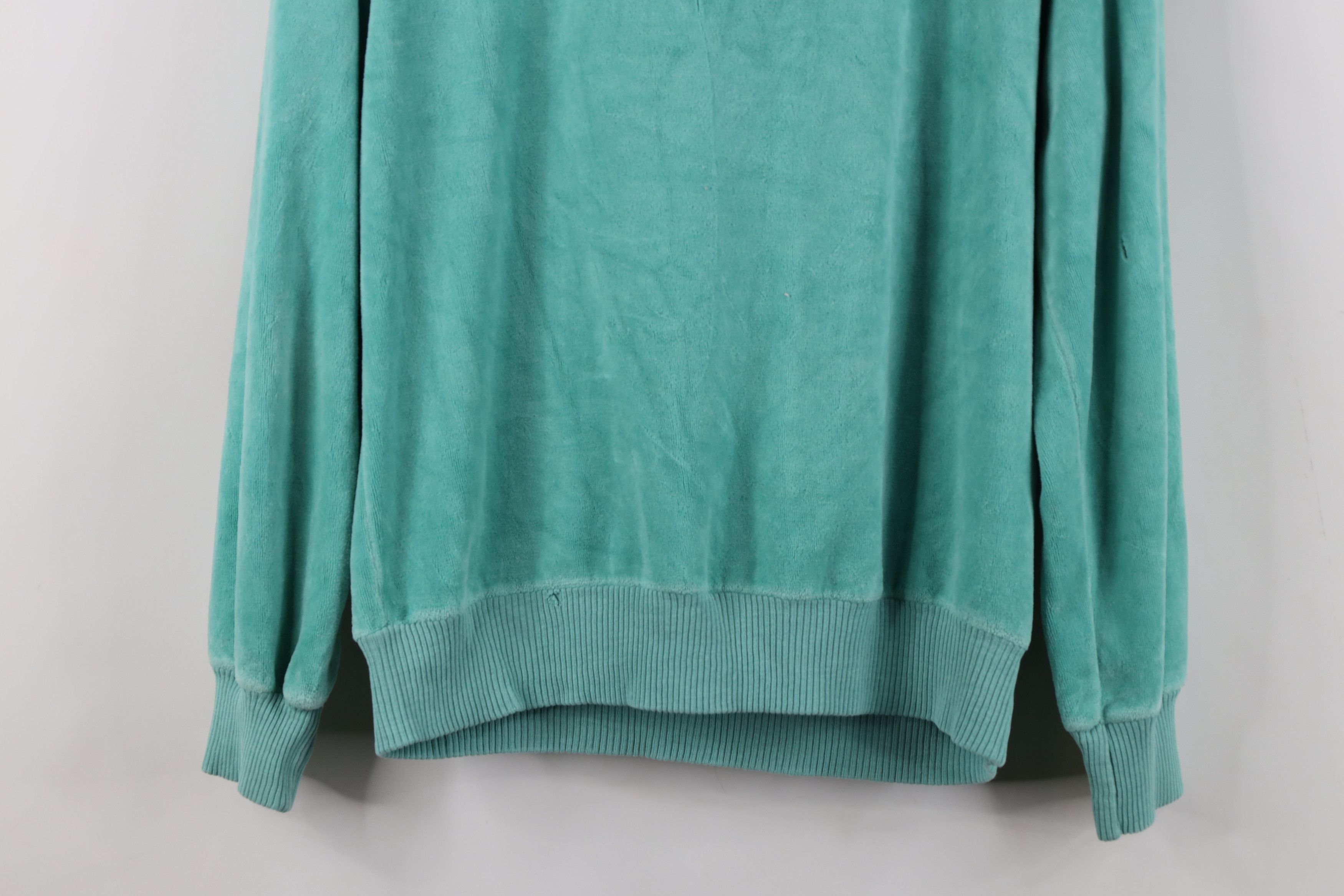 Vintage Vintage 70s Streetwear Blank Velour Sweater Teal USA Size L / US 10 / IT 46 - 14 Thumbnail