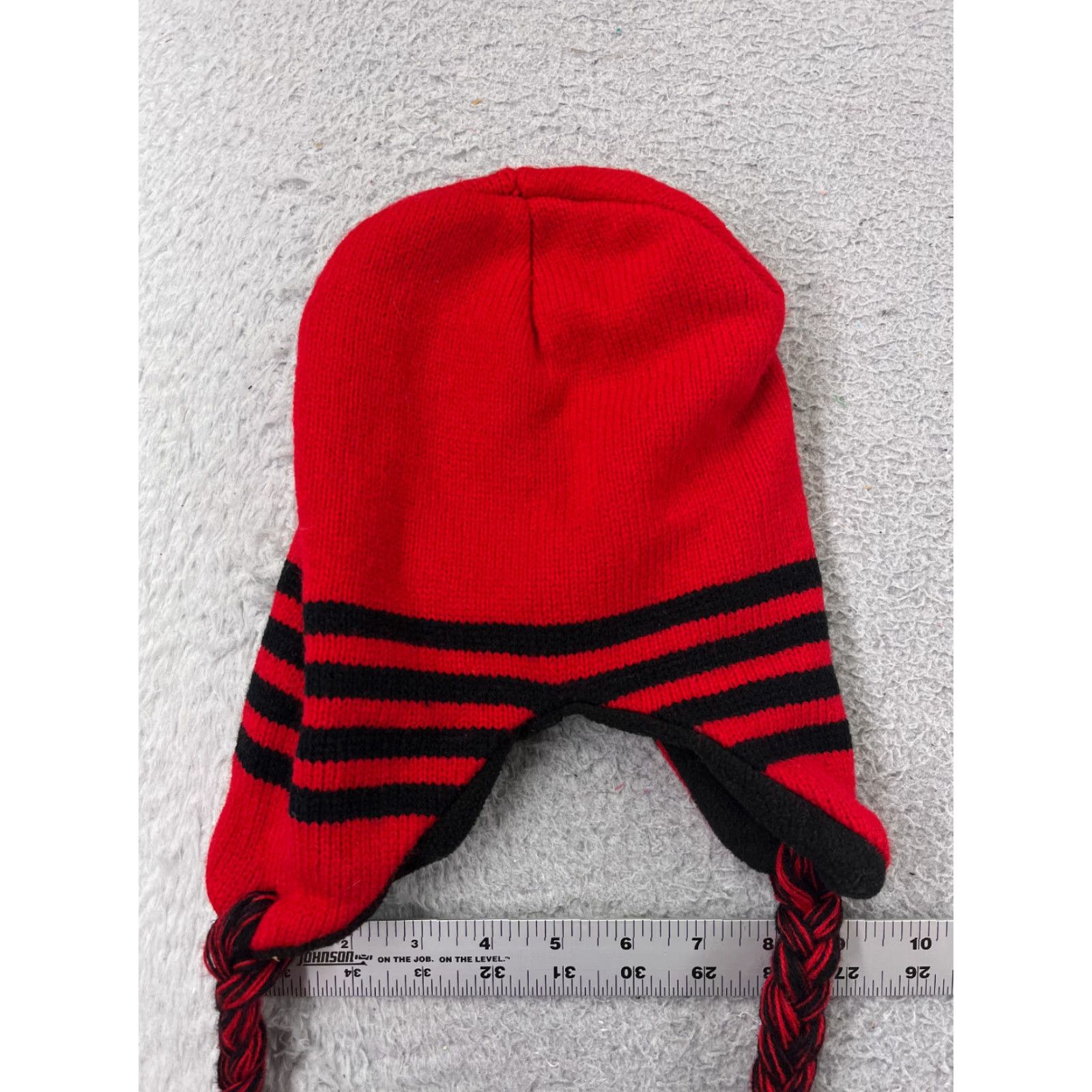 Vintage Jetline Prime Beanie Hat Adult One Size Red Knit Ear Flap Sippin’ Santas Pub Crawl 90s Theme Mens Holiday Winter Size ONE SIZE - 3 Thumbnail