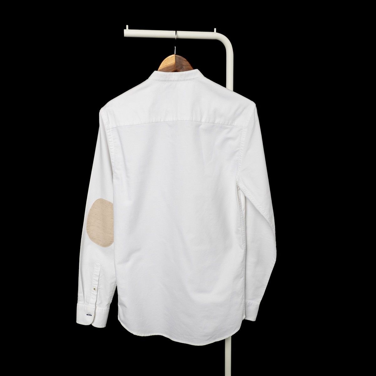 Zara Zara Man White Shirt Band Collar Elbow Patch Button Up LS Size US S / EU 44-46 / 1 - 2 Thumbnail