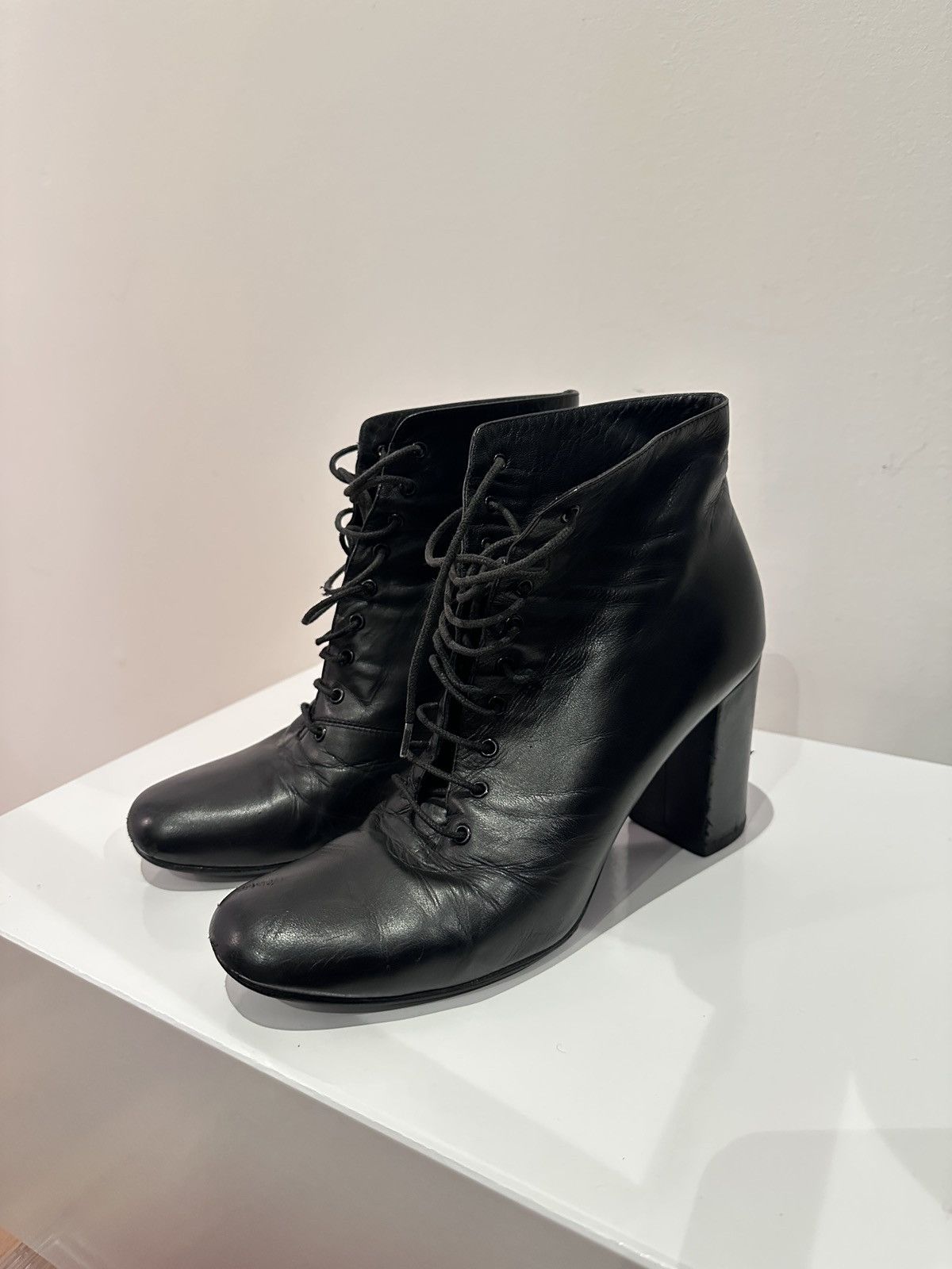 Saint Laurent Paris Saint Laurent Paris “Babies” 90 Leather Lace-Up Boots IT 39 Size US 9 / IT 39 - 3 Thumbnail