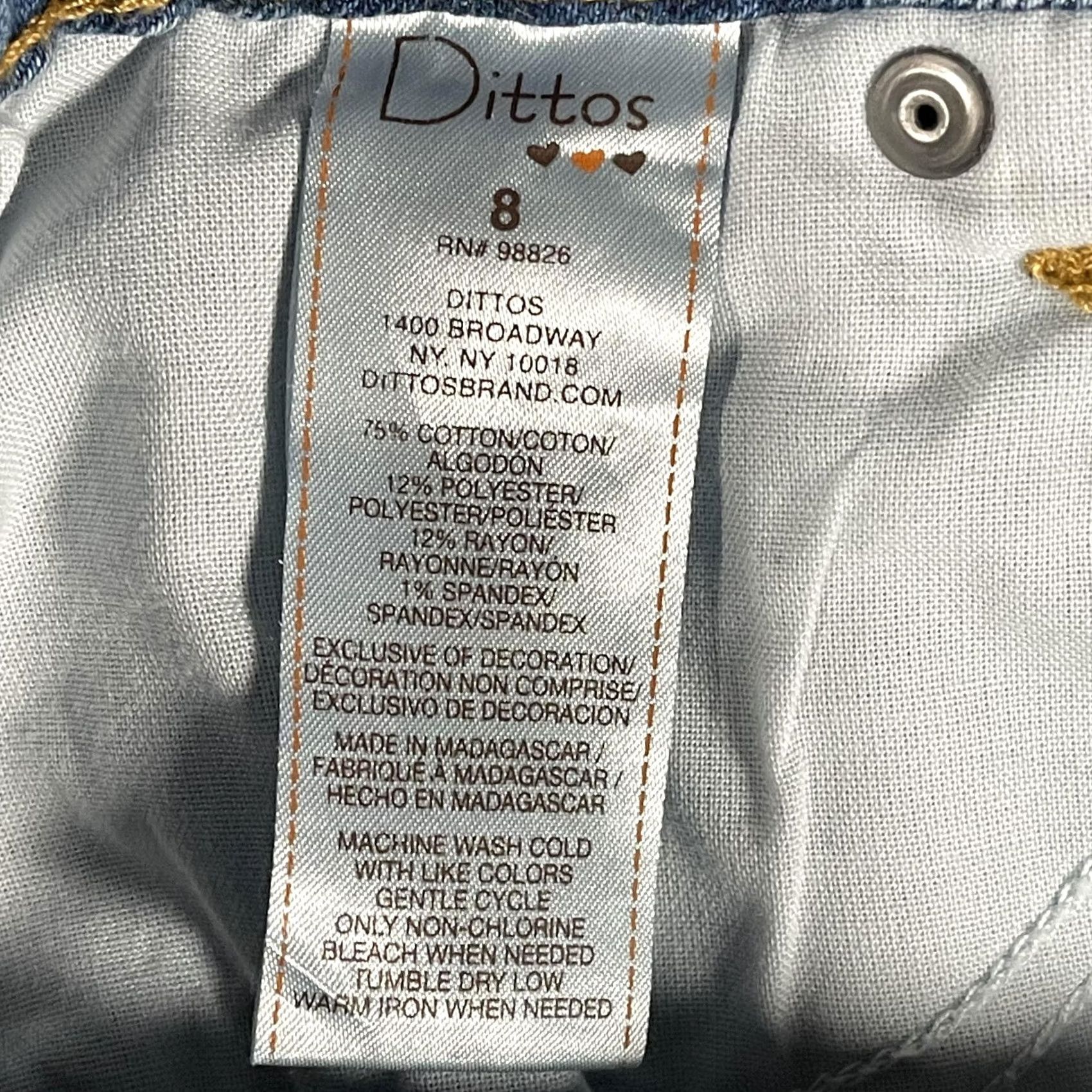 Denime Dittos Jeans Womens 8 Blue Straight Mid Rise Embroidered Floral Denim Y2K Size 30" / US 8 / IT 44 - 6 Thumbnail